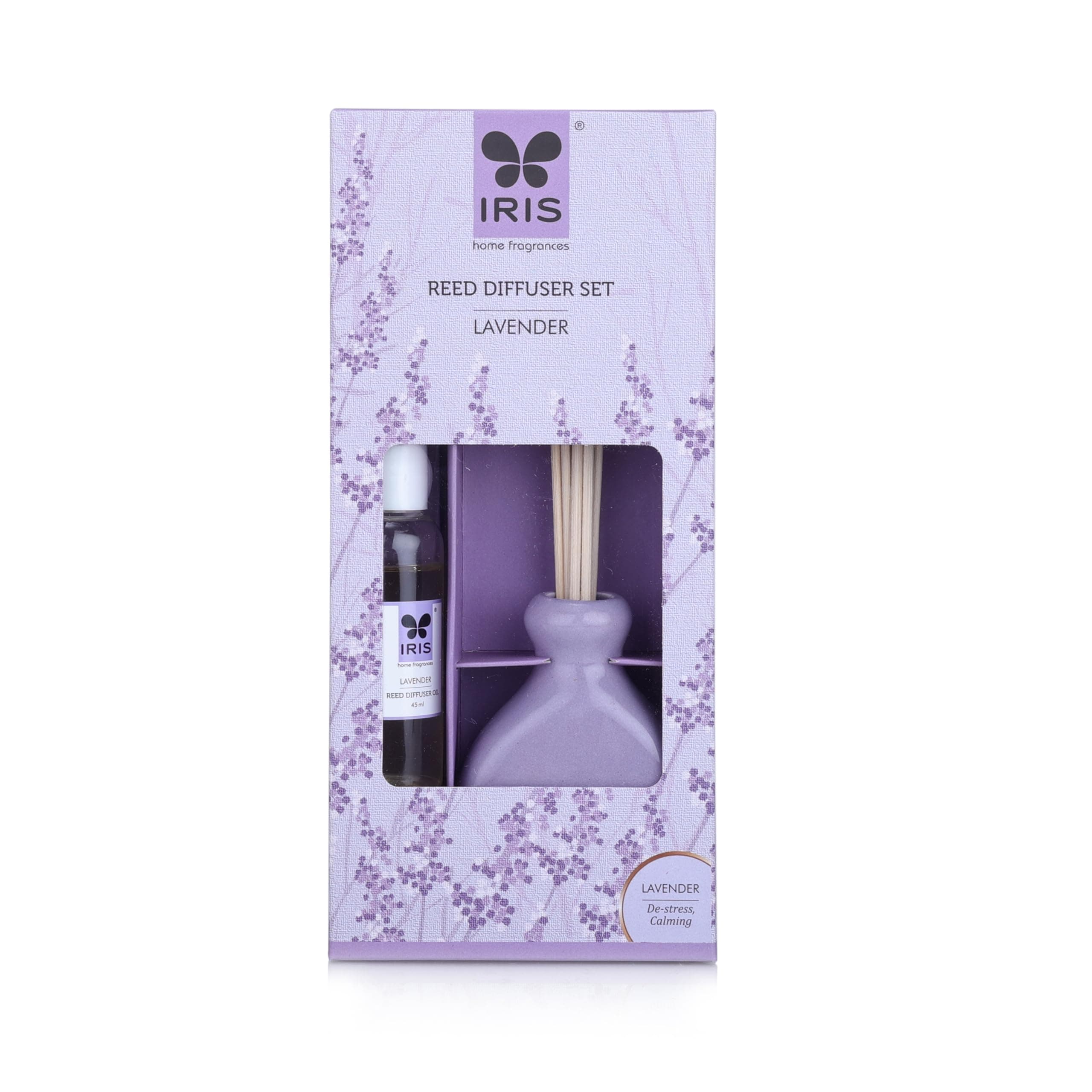 Home Fragrance,45Ml Lavender Reed Diffuser Set |Free 6 Reeds Sticks of 9"|Stress Relief & Aromatherapy |Long-Lasting,Smoke-Free Air Freshener for Home,Bedroom and Office | Ideal for Gifting