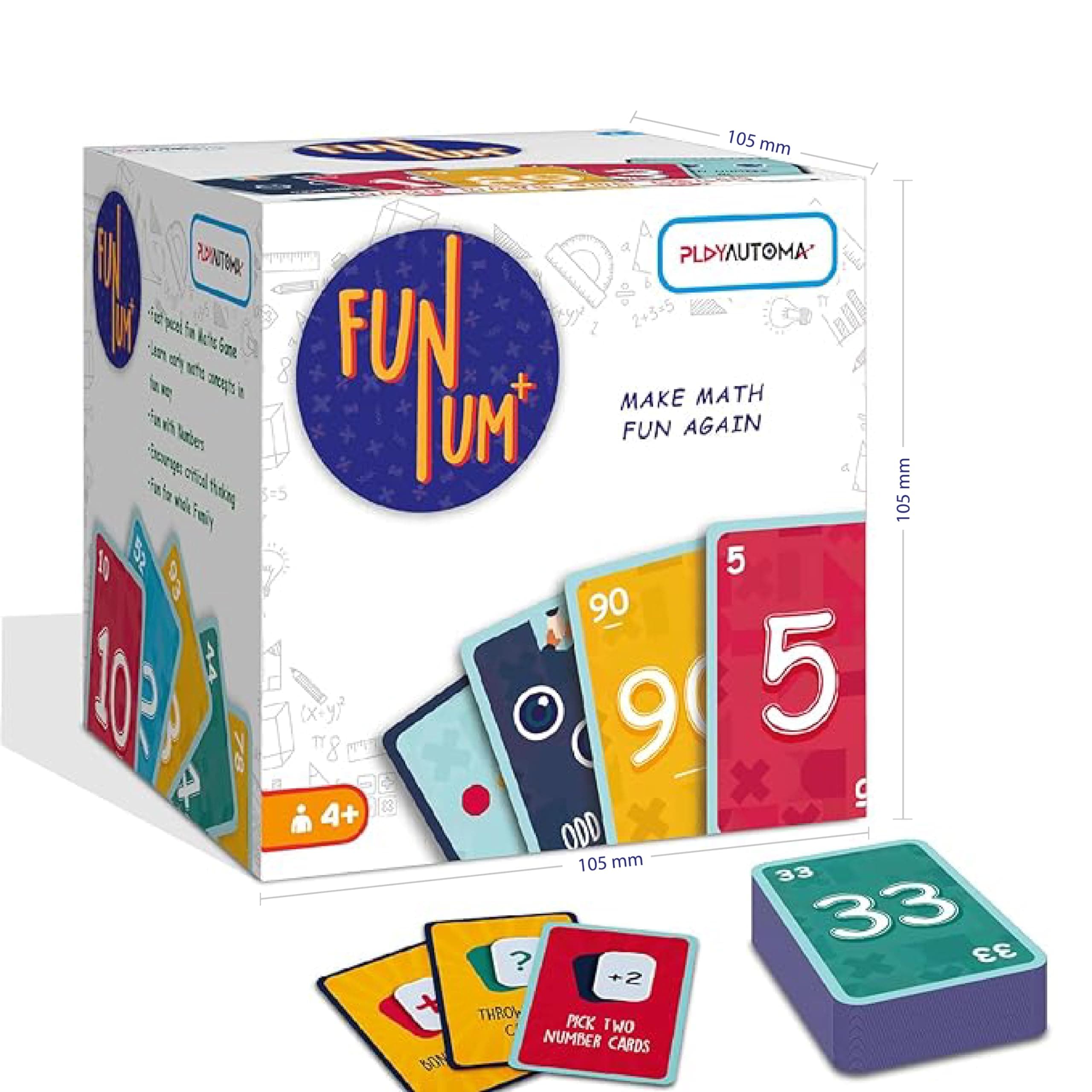 PLAYAUTOMA Fun Num - Math Fun Game | Family Card Game, Age: 4-99 | Number, Counting, Addition, Subtraction | Educational Stem Game, for Kid