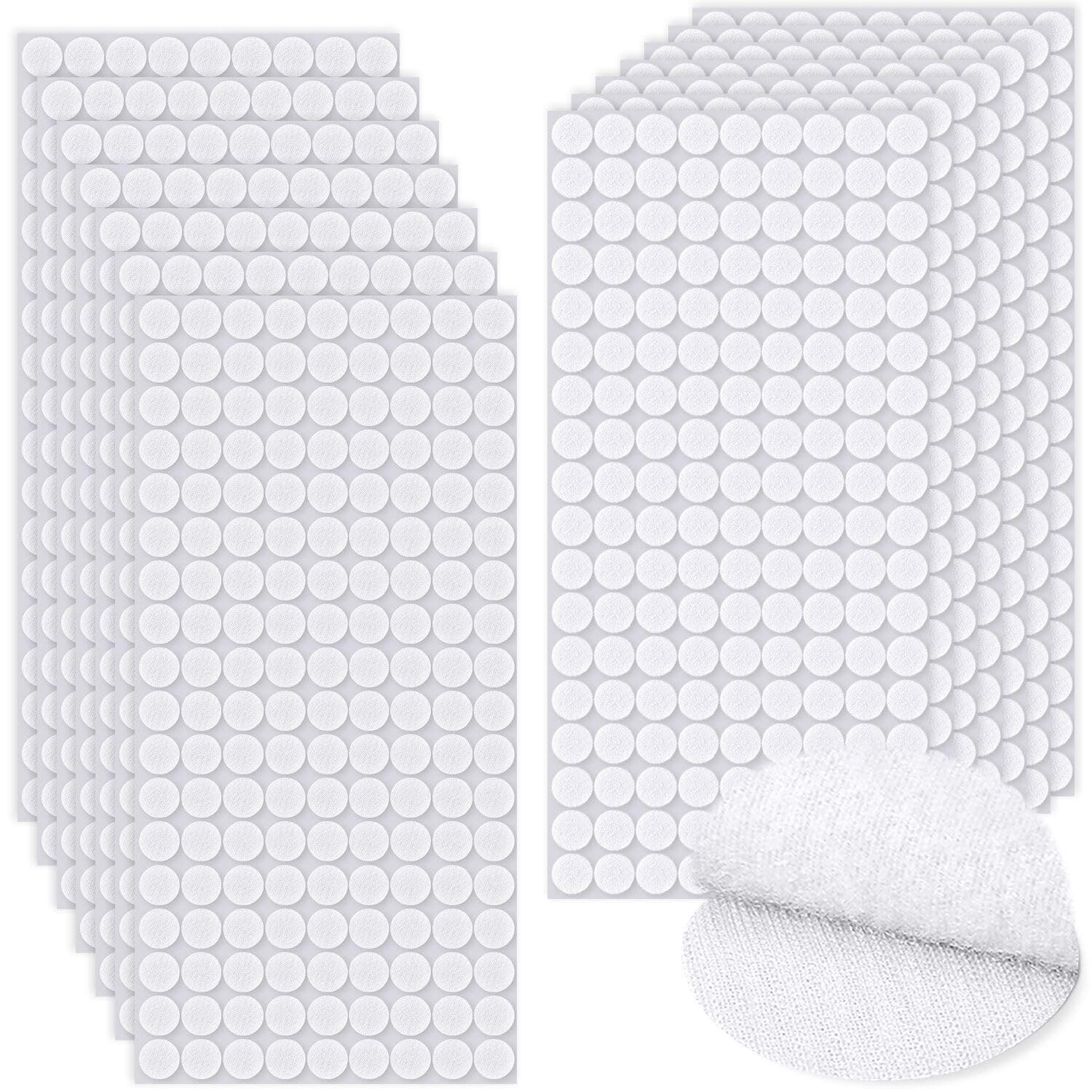 Self Adhesive Dots White 0.39",0.59",0.78", Strong Adhesive Sticky Round Nylon Tapes, Hook & Loop Dots for Arts and Crafts School Classroom Home,Office