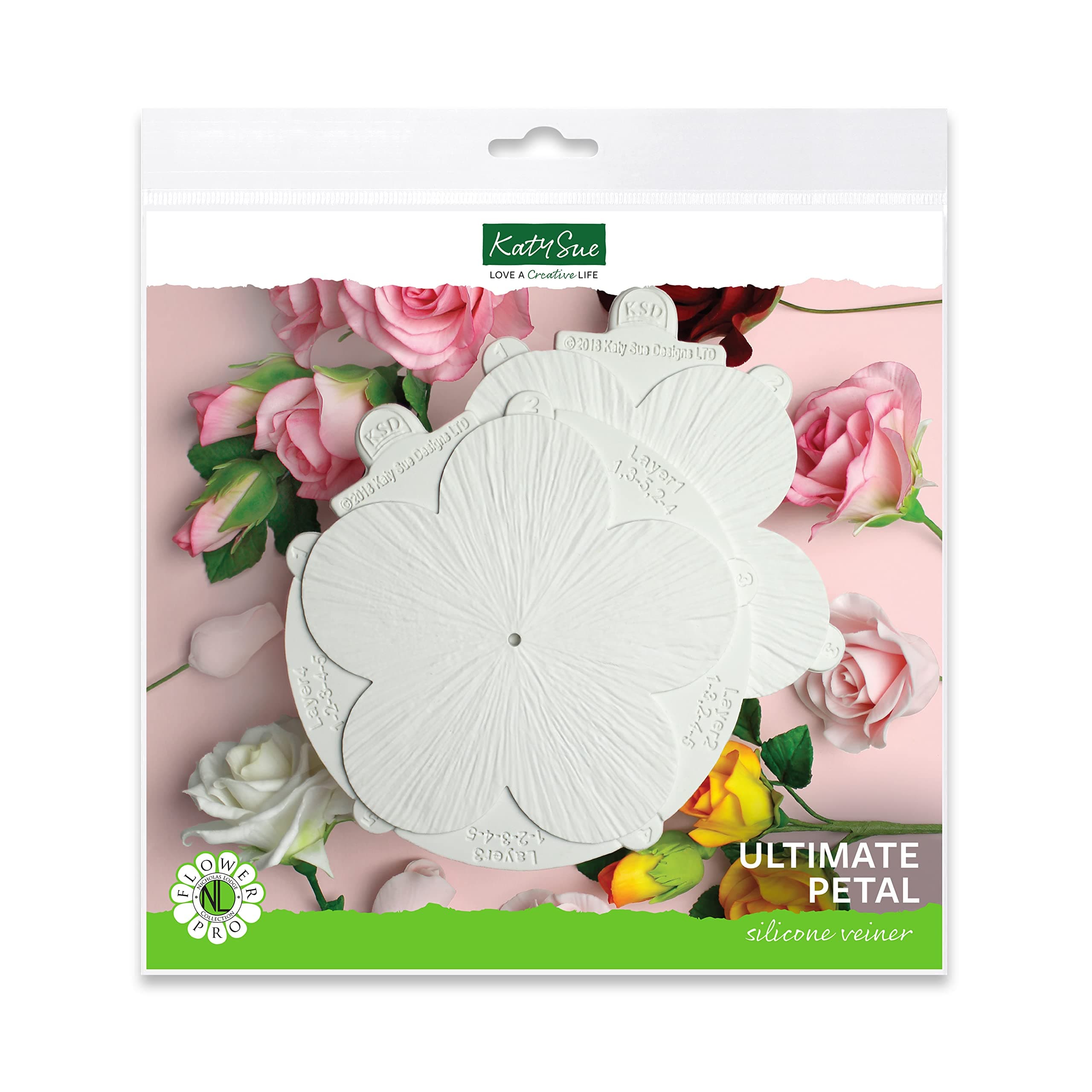 Flower Pro Ultimate Petal Veiner Silicone Mold. A Front & Back Petal Veiner for Use with Fondant, Gum Paste, Sugar Paste & Air Dry Clay from Katy Sue Silicone Molds