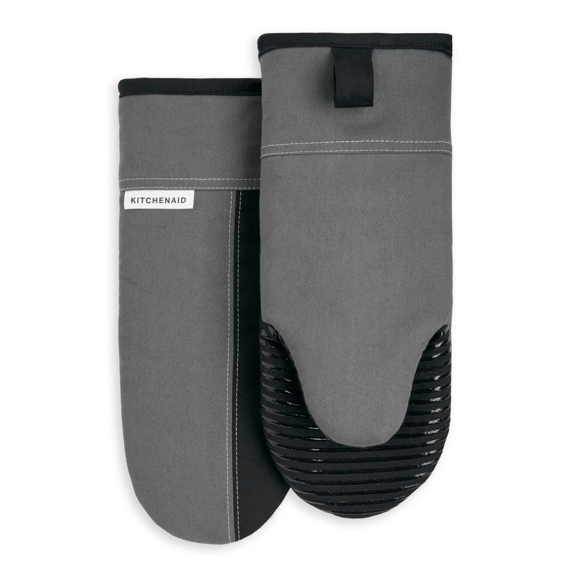 KitchenAid Kitchen Aid Beacon Oven Mitt Set, 5.75"x13", Contour Silver/Black