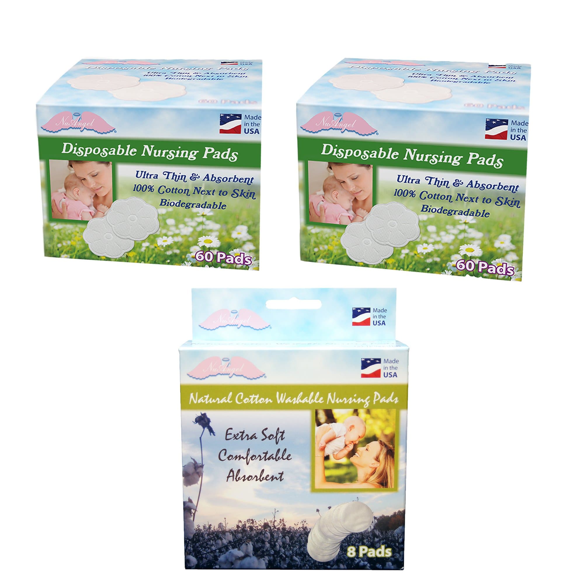 All-Natural Washable and Disposable Cotton Nursing Pad Set