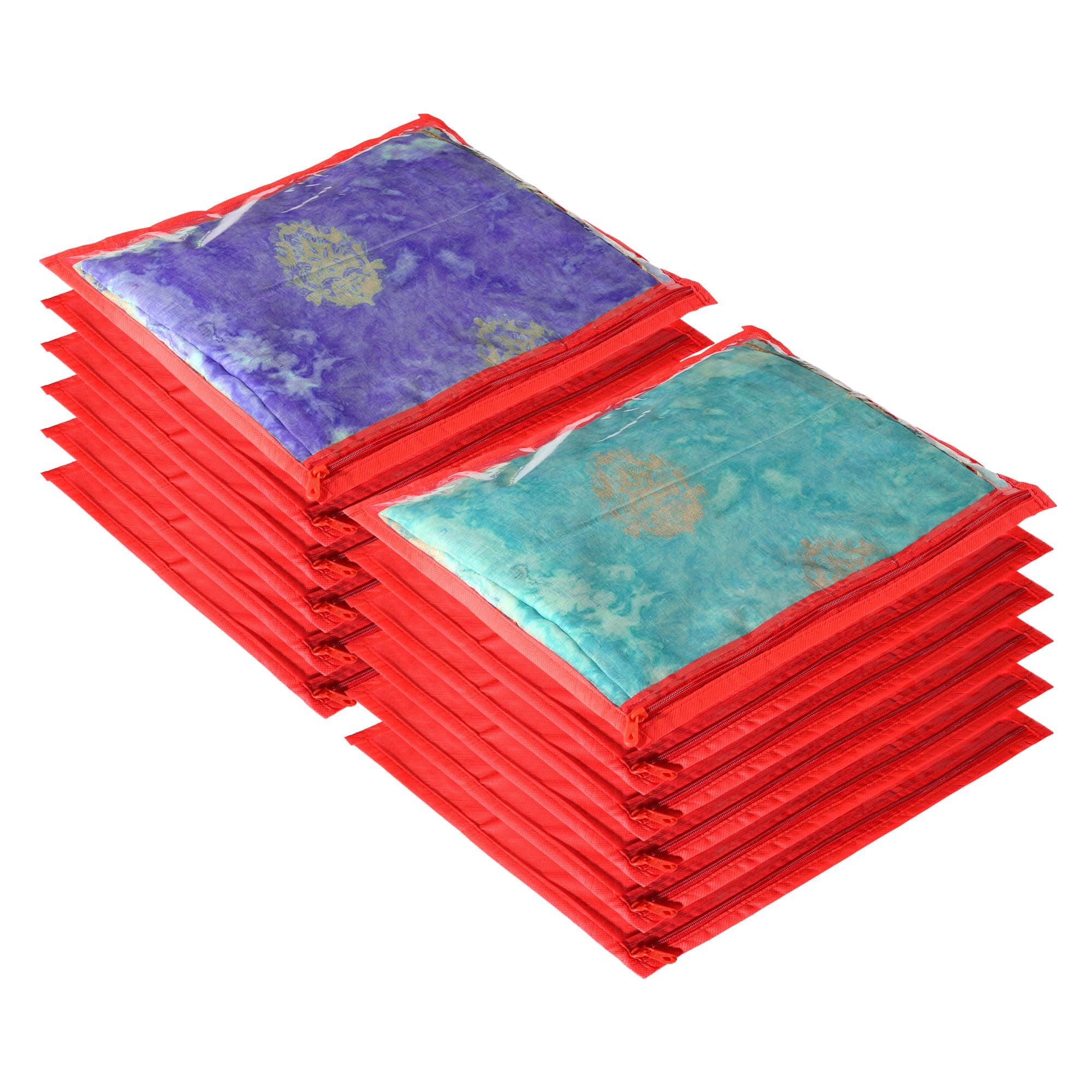 Non Wooven Single Saree Cover 12 Pcs Set Red