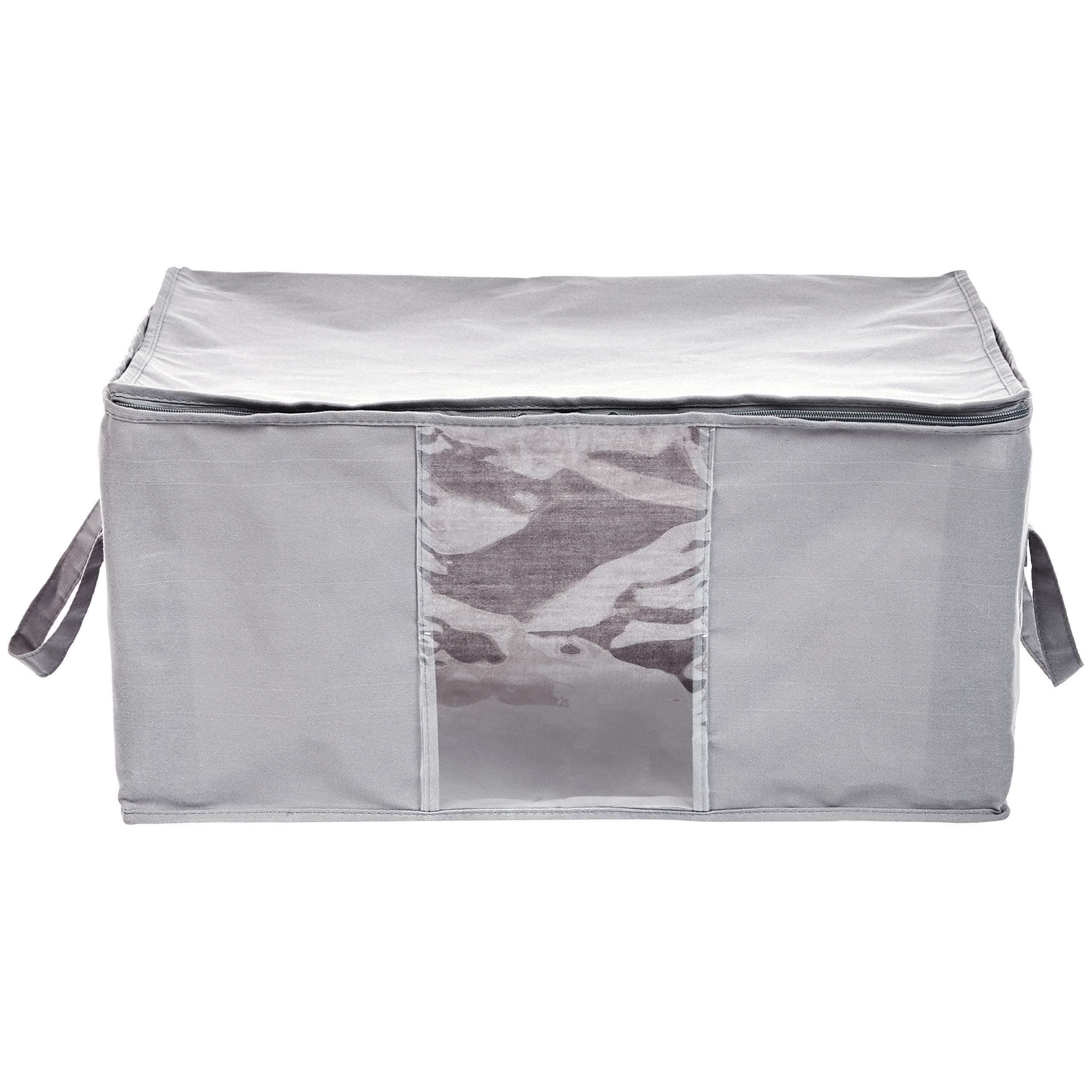 Canvas Closet Storage Bag with Window and Handles - 59.9 CM x 44.96 CM x 28.7 CM, Gray