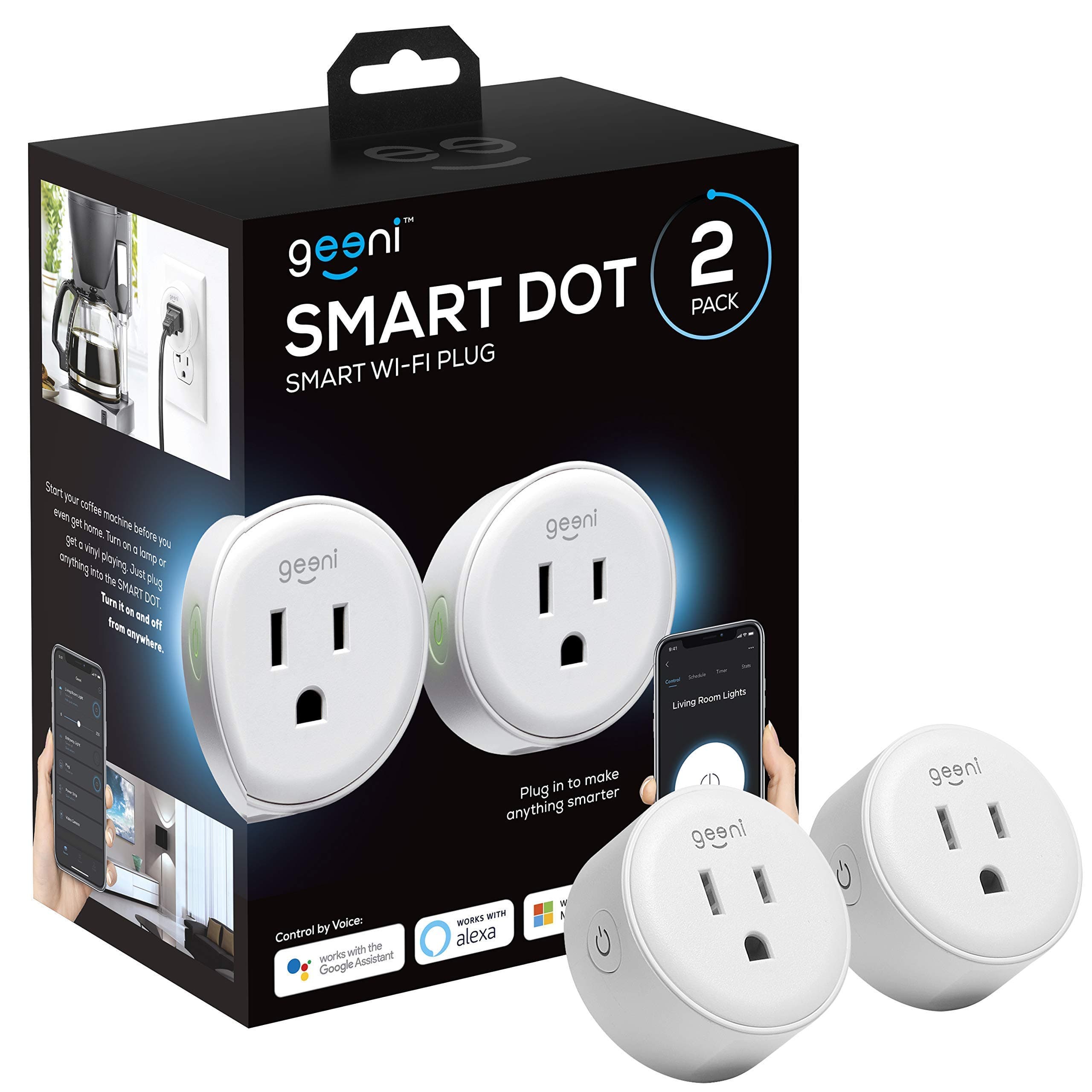 Dot Smart Plug with 2.4GHz WiFi Connectivity – 2-Pack Compact, Fire-Resistant Smart Outlet Plugs with Schedule & Timer – No Hub Needed, Supports Alexa & Google
