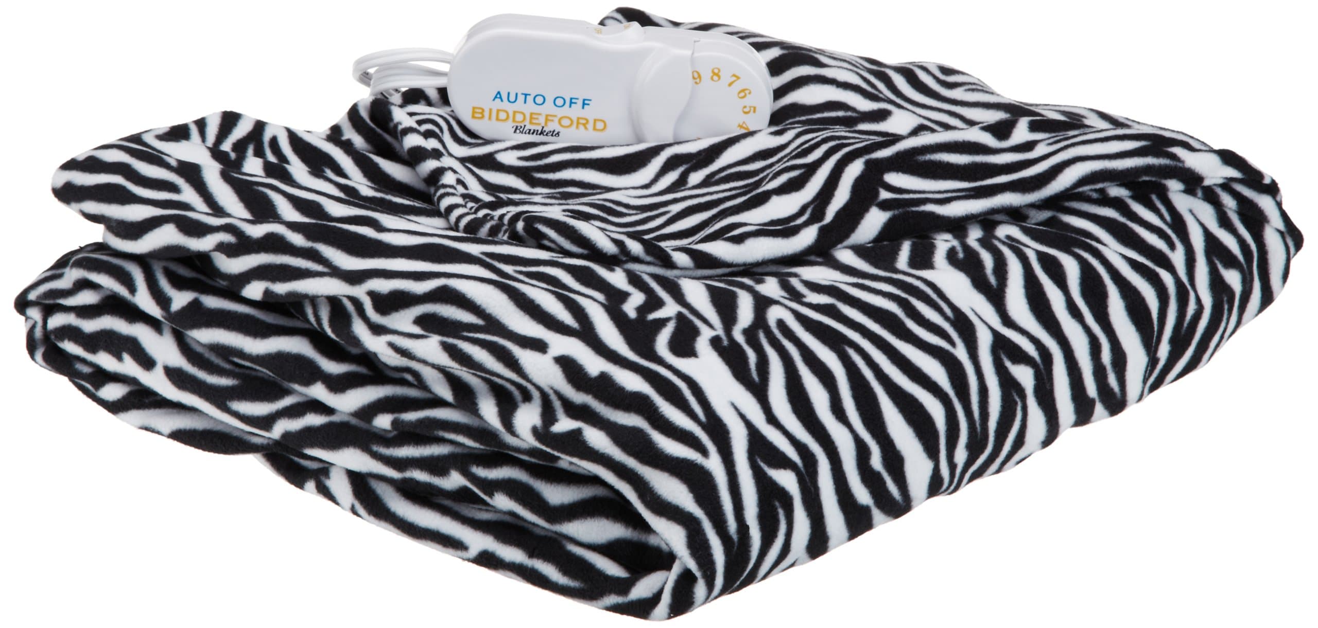 Biddeford Blankets Comfort Knit Electric Heated Blanket with Analog Controller, Throw, Zebra Print