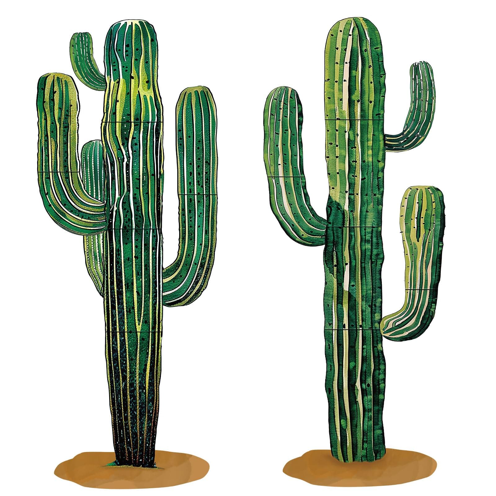 Janlaugh 2 Pcs 6 Feet Large Boho Cactus Wall Decor Jointed Cactus Cutouts Wall Stickers Tropical Cacti Home Decals Stickers DIY Bohemian Green Botanical Decorations for Classroom Bedroom