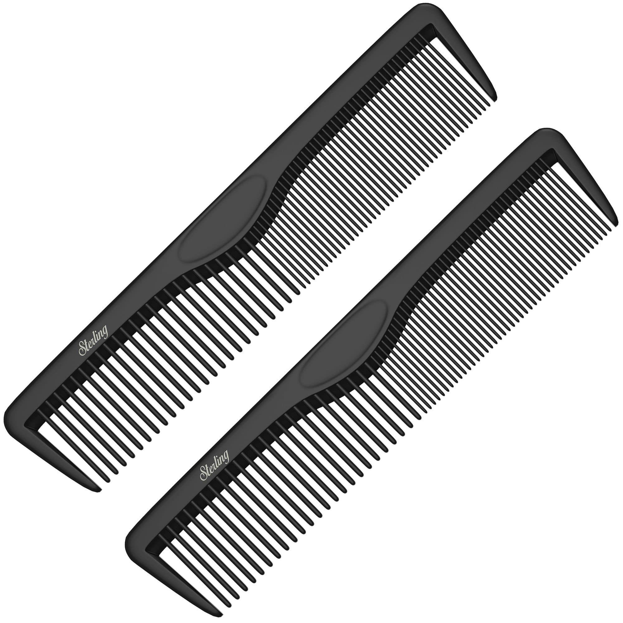 Small Pocket Combs | 2 Pack | Professional 5 Inch Black Carbon Fiber Hair Comb | Fine And Wide Tooth Travel Comb Set | Anti Static Chemical and Heat Resistant | Mens Beard And Styling Haircomb | Ba
