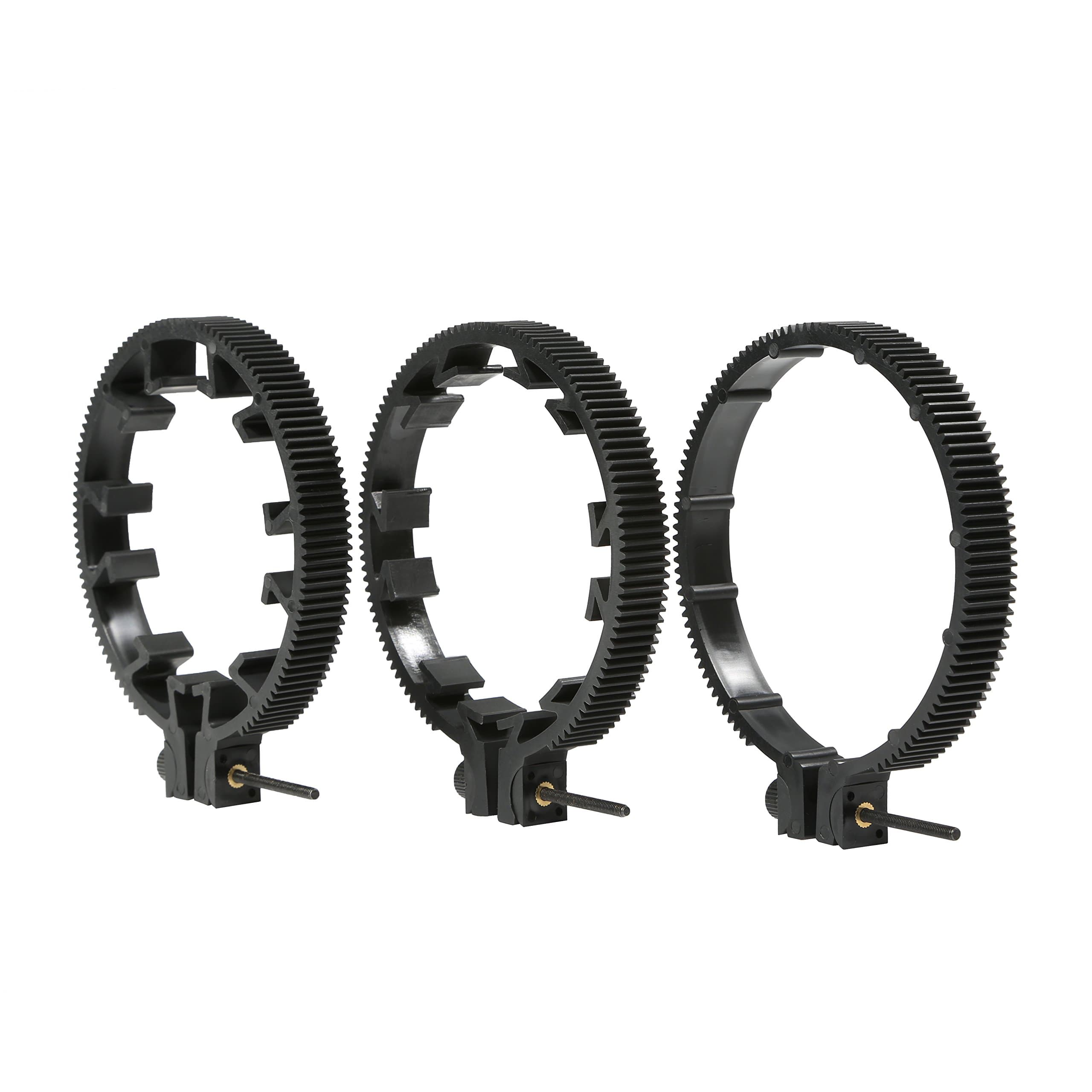 FR3 Adjustable Follow Focus Ring Set of 3 with 65mm, 75mm and 85mm Lens Gear Rings (Standard 32 Pitch - 0.8 mod)