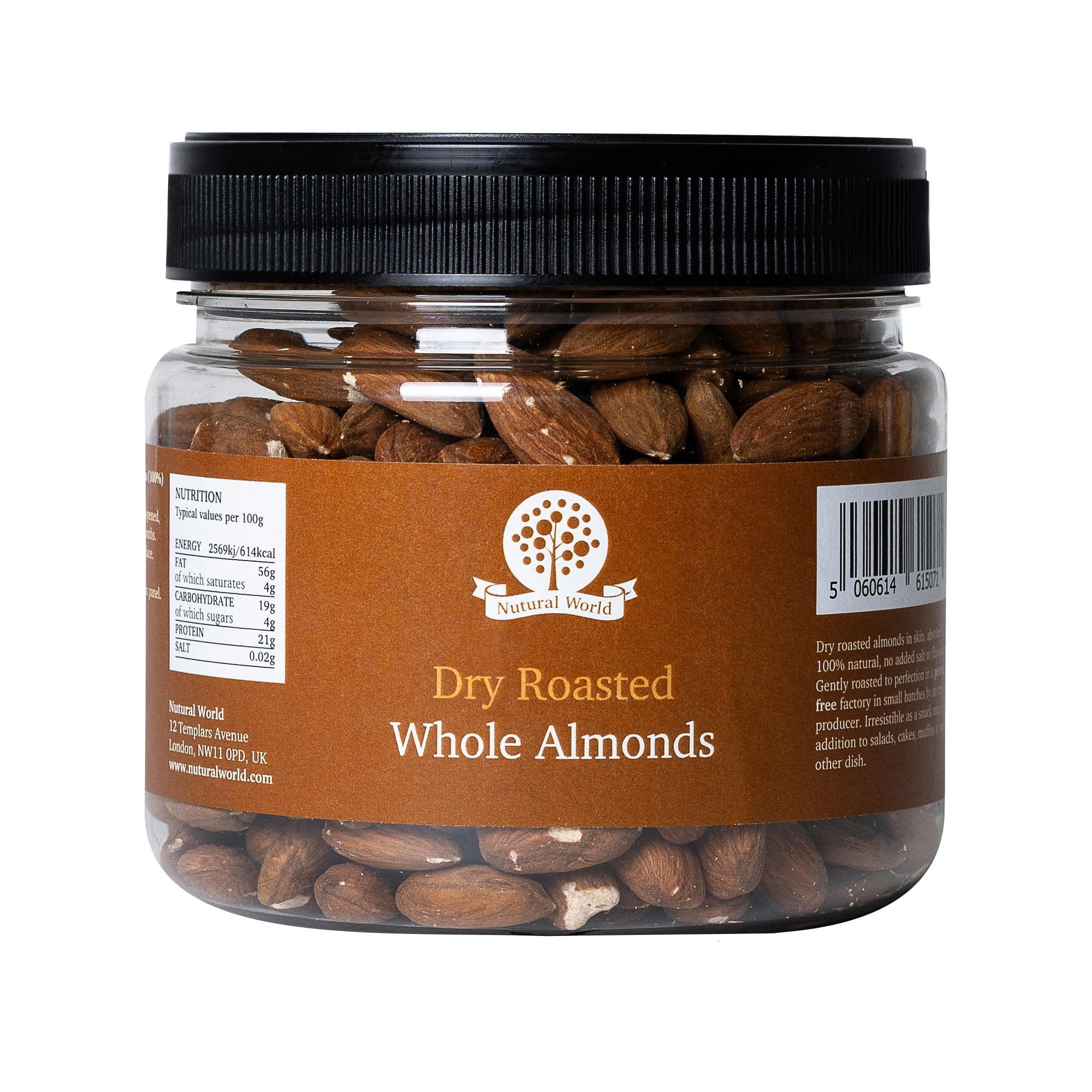 Dry roasted Whole Almonds - Unsalted (500g)