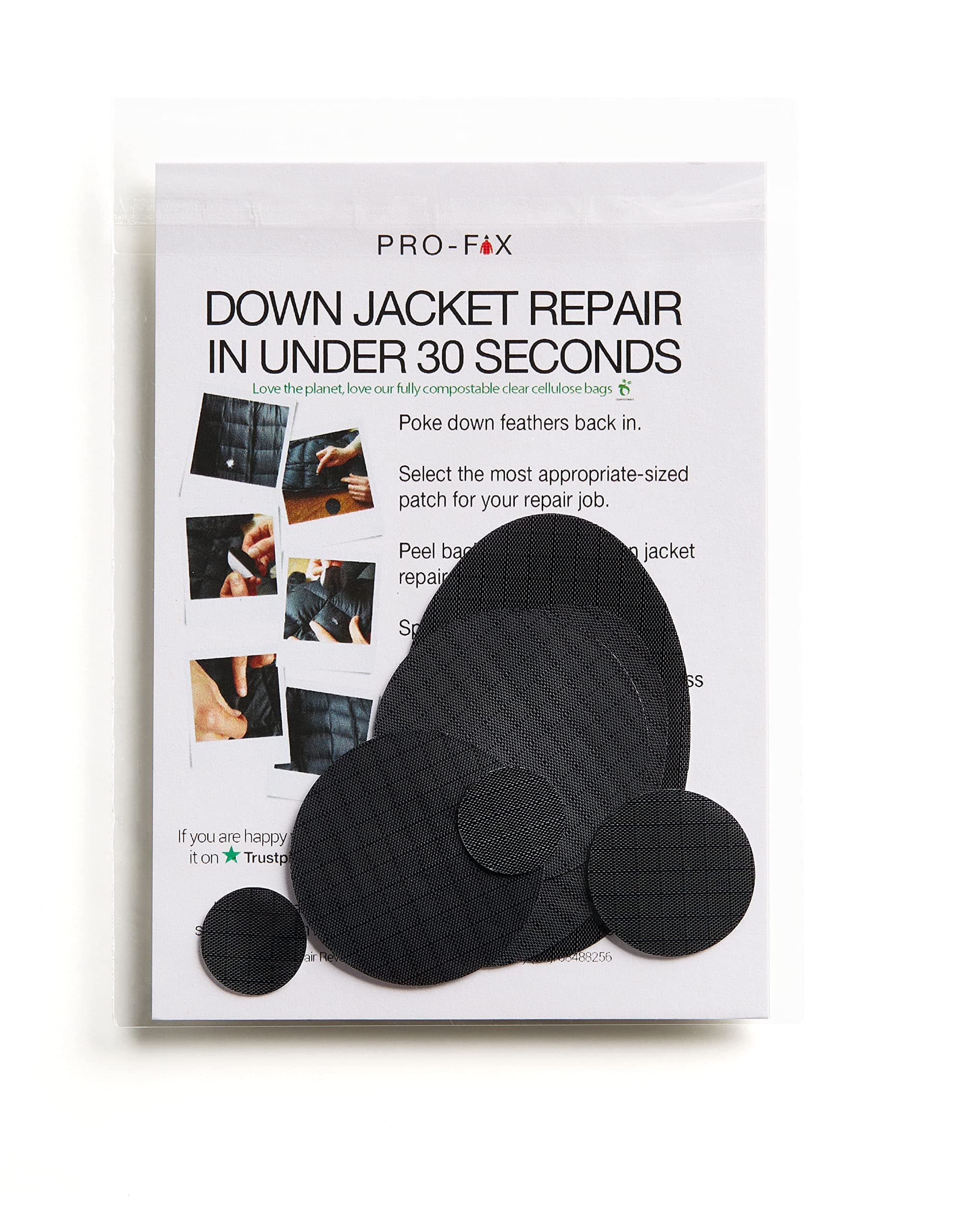 DJR Down Jacket Repair Patches Black (Self-Adhesive)