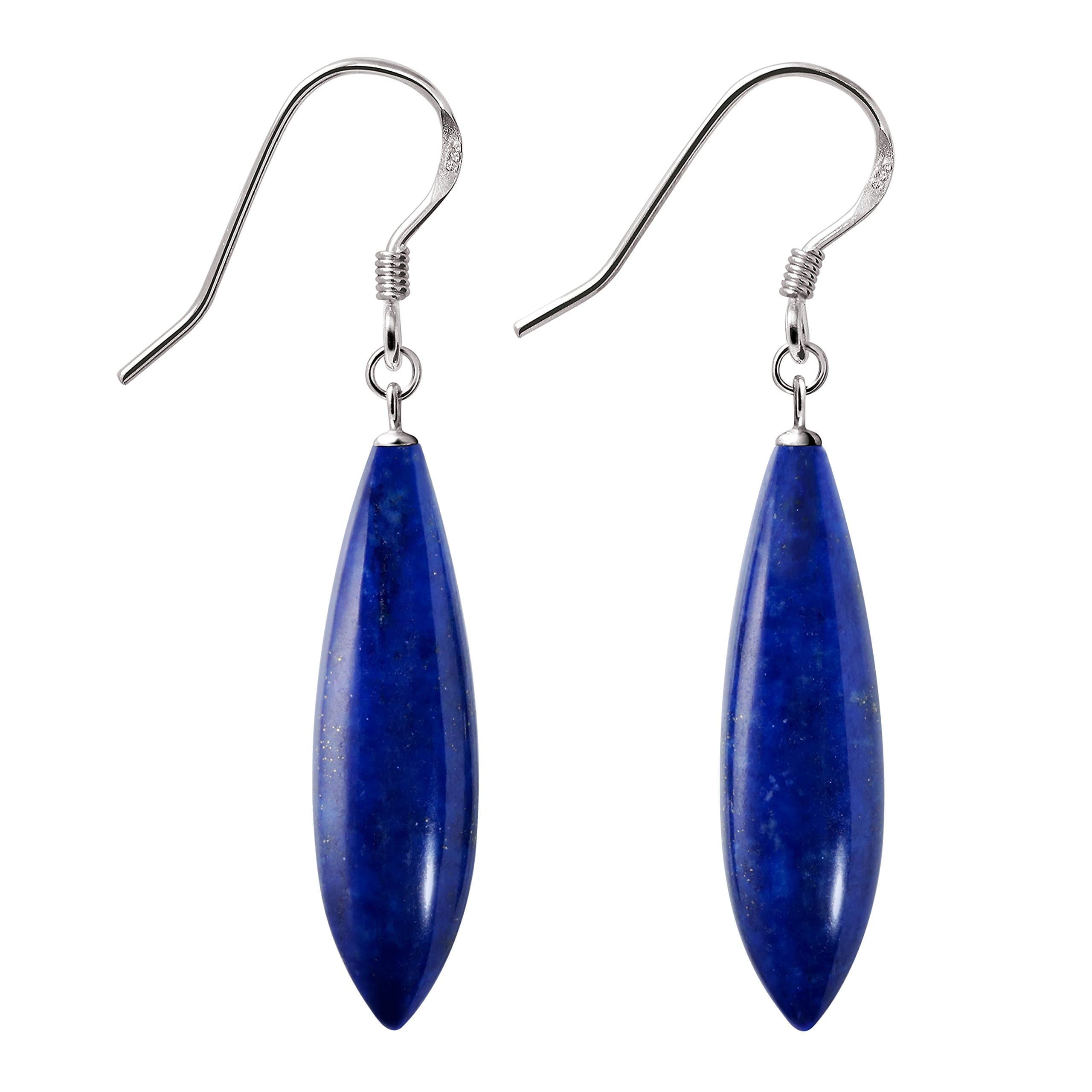Franki BakerSterling Silver Long Natural Blue A+ Grade Lapis Lazuli Earrings. Length: 5cms