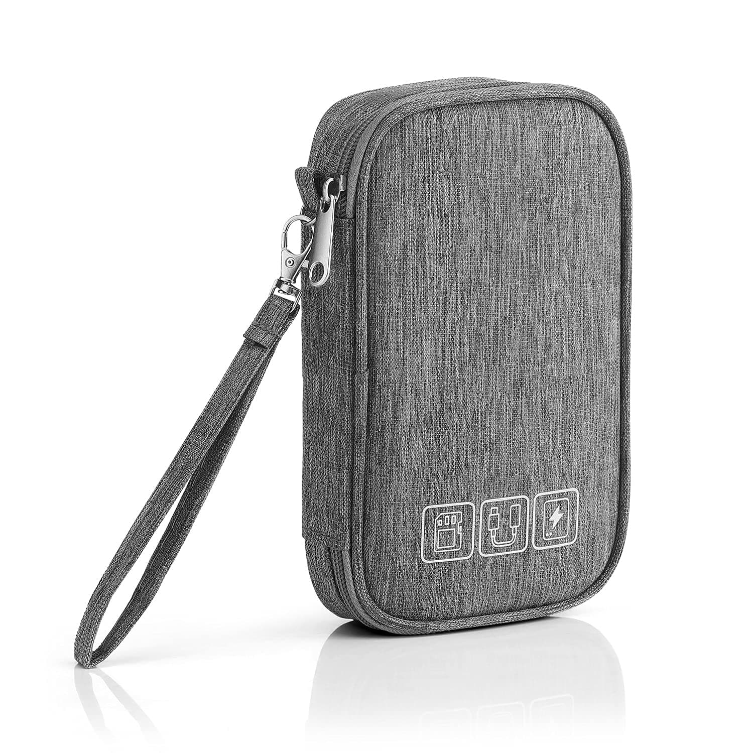 Electronic Organizer, Small Travel Cable Organizer Bag Pouch Portable Electronic Accessories All-in-One Storage Multifunction Case for Cable, Cord, Charger, Hard Drive, Earphone, USB, SD Card(Grey)