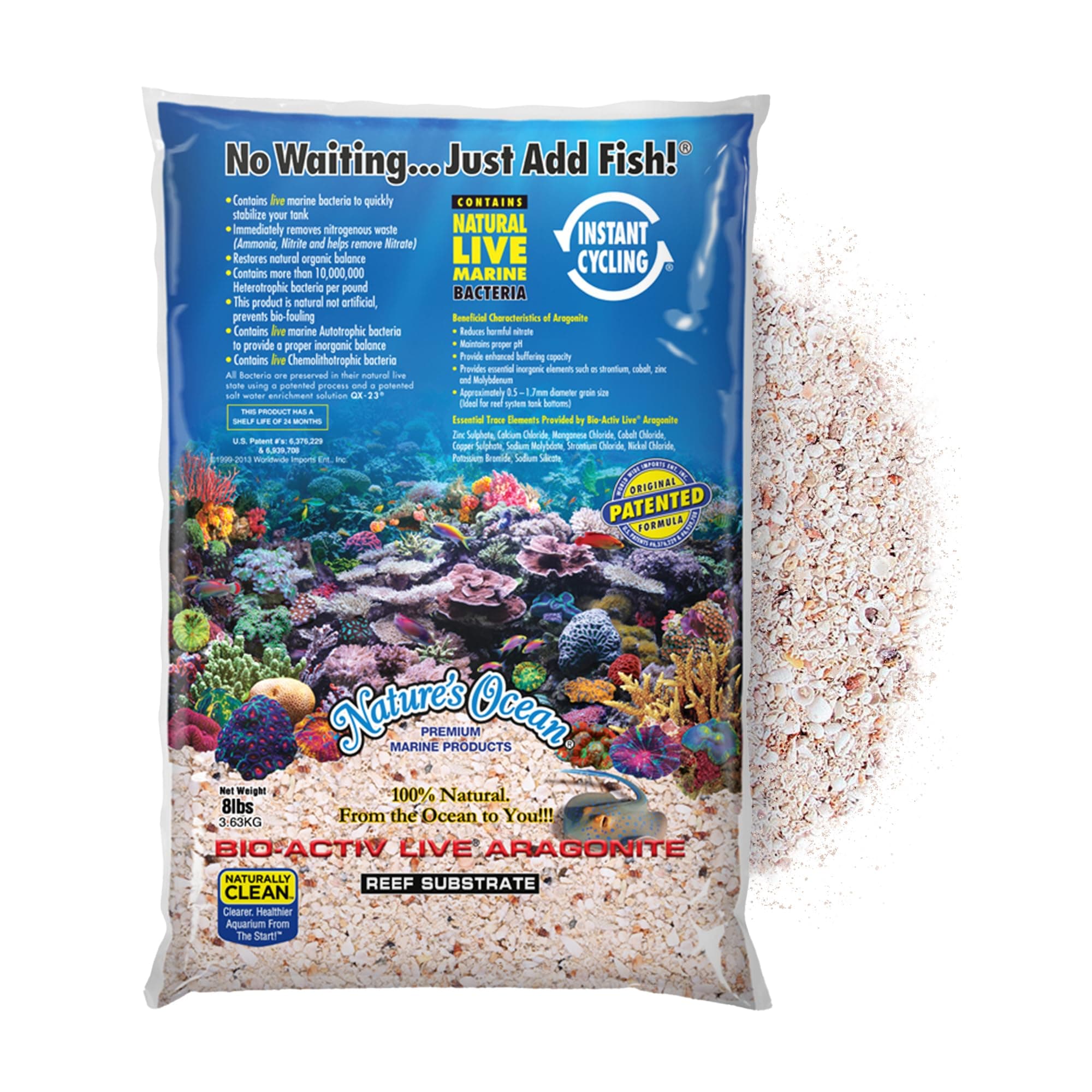 Nature's Ocean Bio-Activ Live Aragonite Reef Substrate, 8 lbs