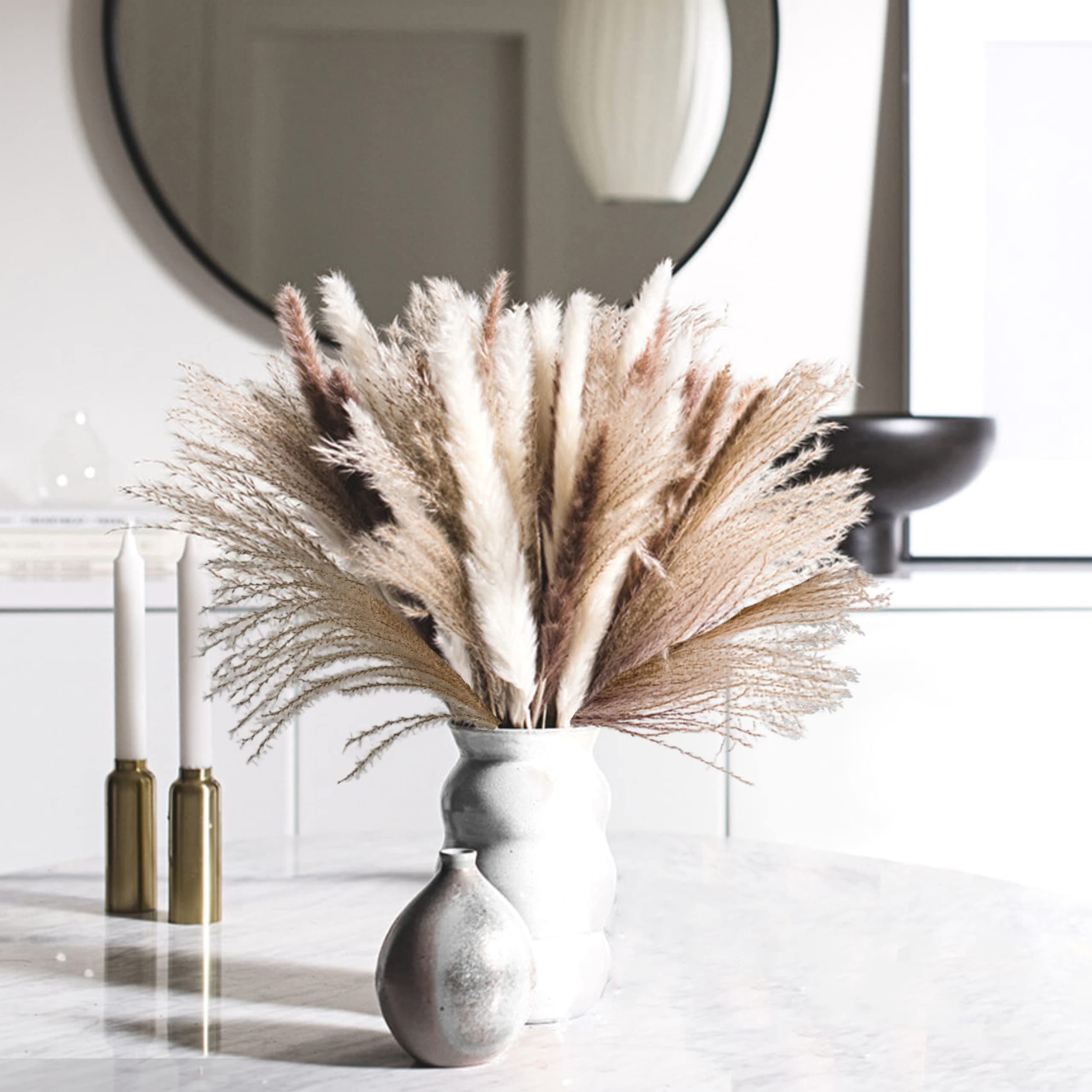 Natural Dried Pampas Grass Decor, Bouquet for Boho Home Decor, Vase Filler, Fluffy Dried Fall Pampas for Table and Home Decorations