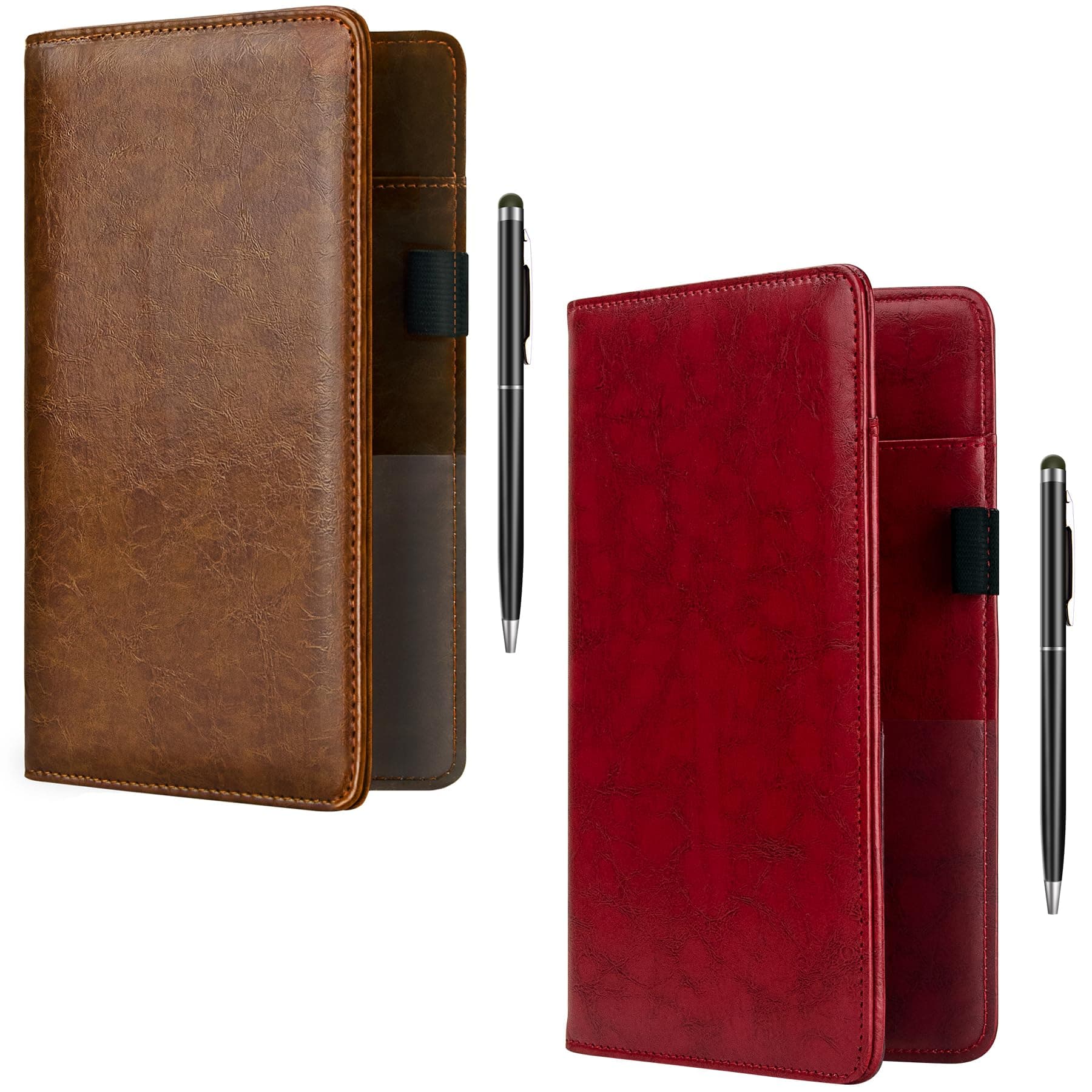 bvya2 Pcs Server Books for Waitress, 5x9 Inch Server Book with Zipper Pocket, Unique Printed Leather Server Wallet Organizer Fit Waitress Apron, Each Server Book Organizer with A Pen