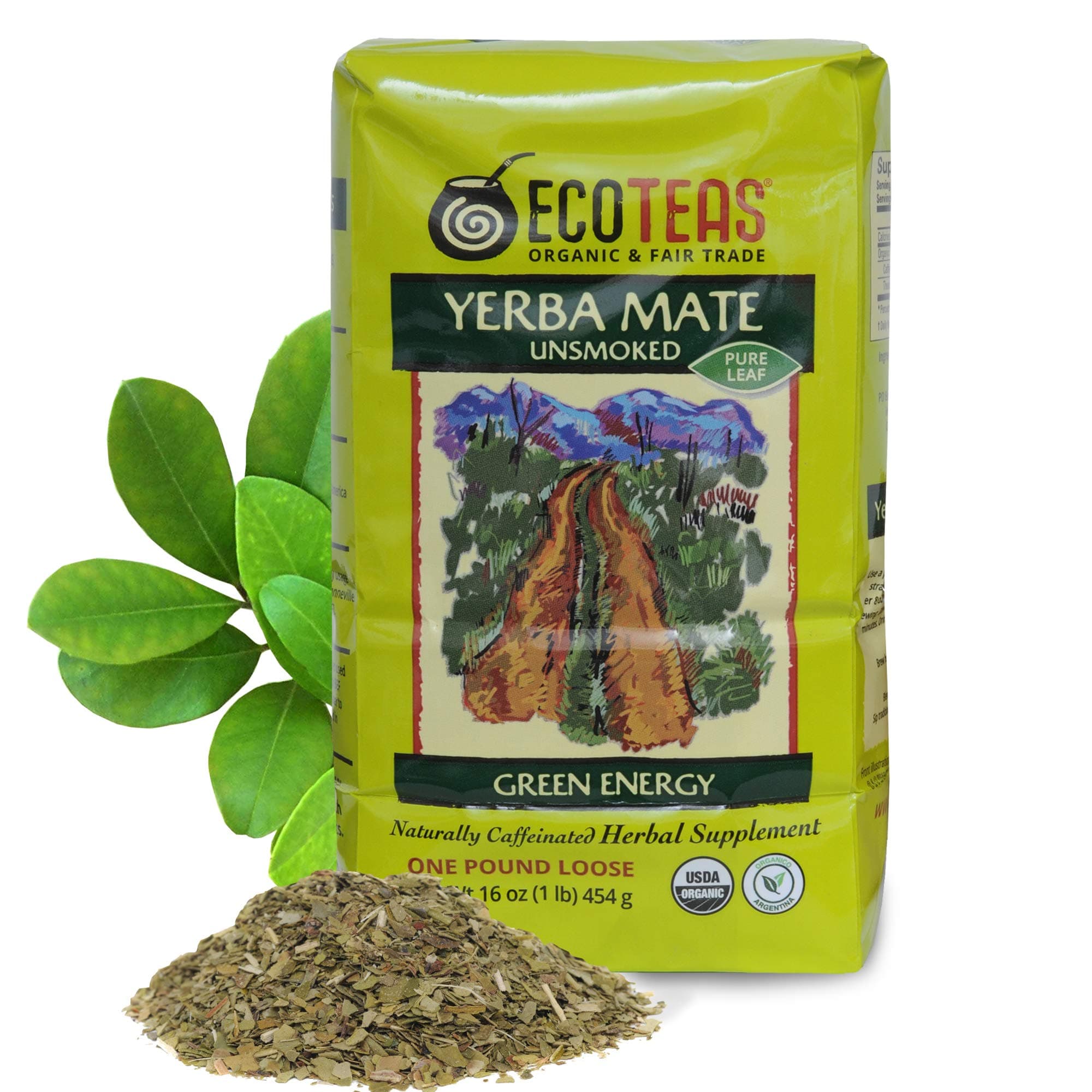 ECOTEAS Organic Un-smoked Yerba Mate Tea (1 Pound)
