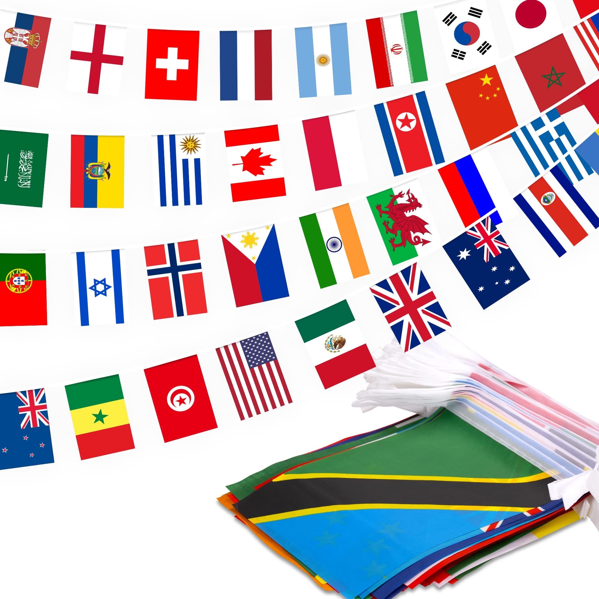 200 Countries String Flag, 184 ft International Flags Bunting Banner, World Flag Banner Decoration for World Cup Party, Olympic, School, Sports Game Events, Grand Opening, Classroom