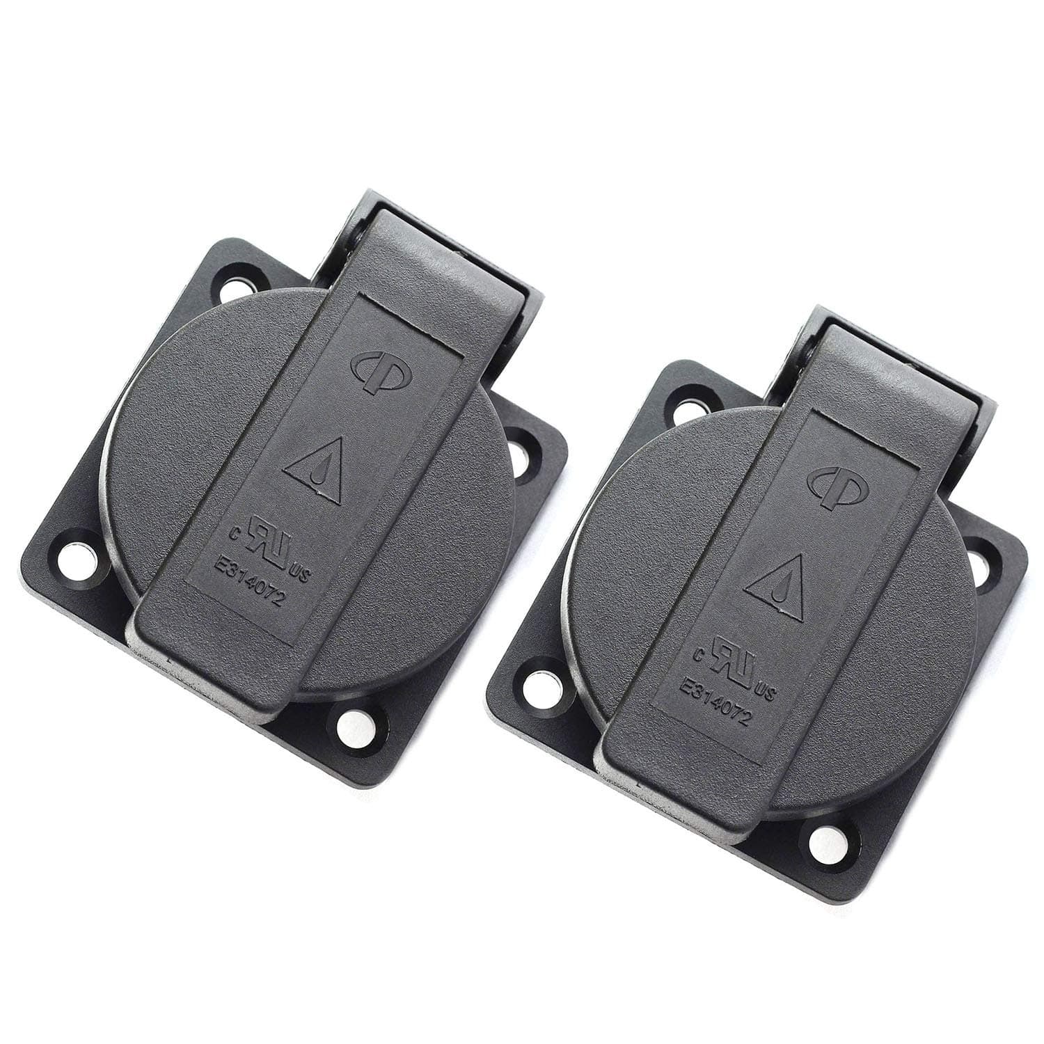 2-Pack US Standard Water-Proof Power Outlet 3-Hole Socket AC 15A 125V Panel Mount Dust-Proof Industrial Electrical Female Plug Power Connector