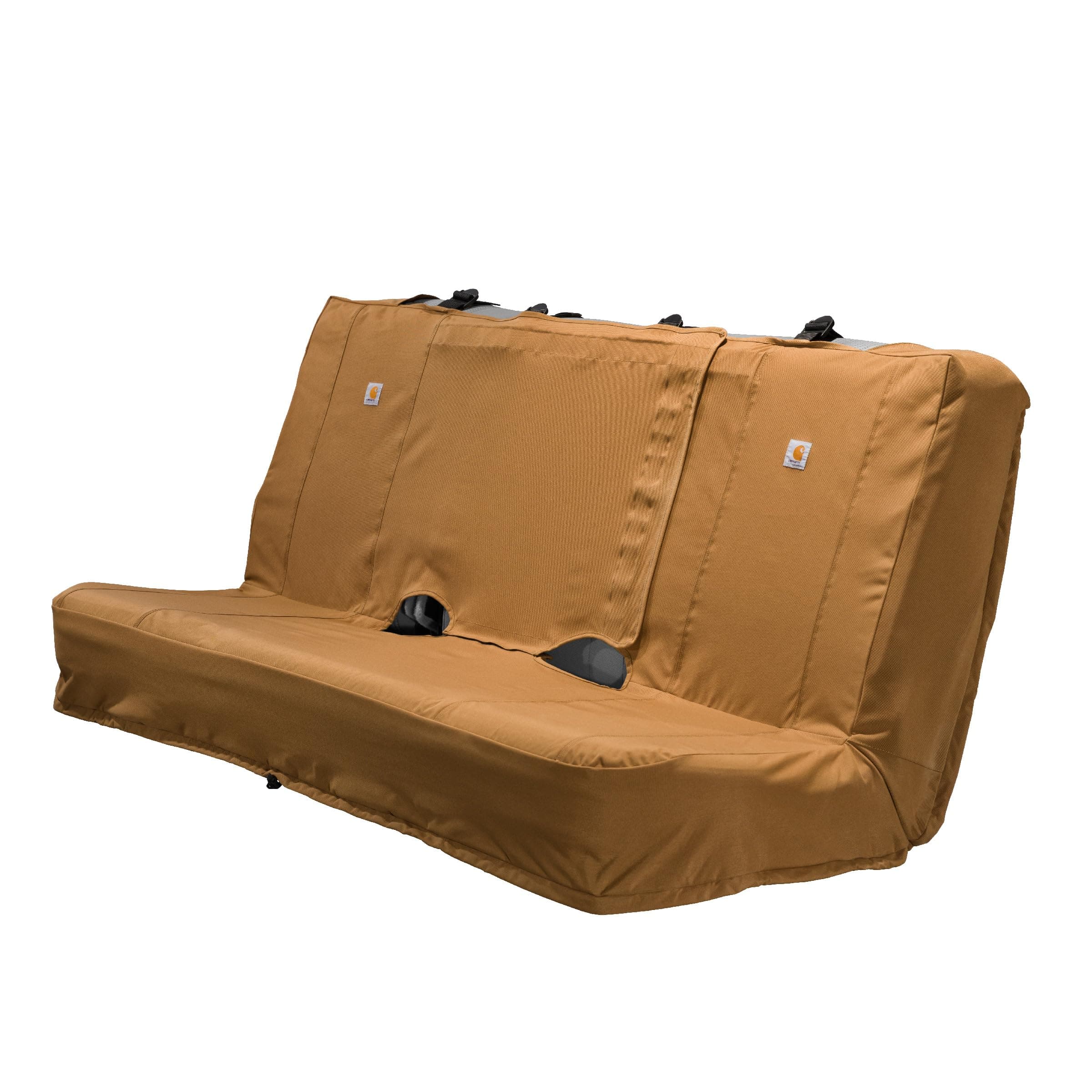 Carhartt Universal Nylon Duck Canvas Automotive Bench Seat Covers, Durable Fitted Full-Size Bench Seat Protection with Rain Defender, Carhartt Brown