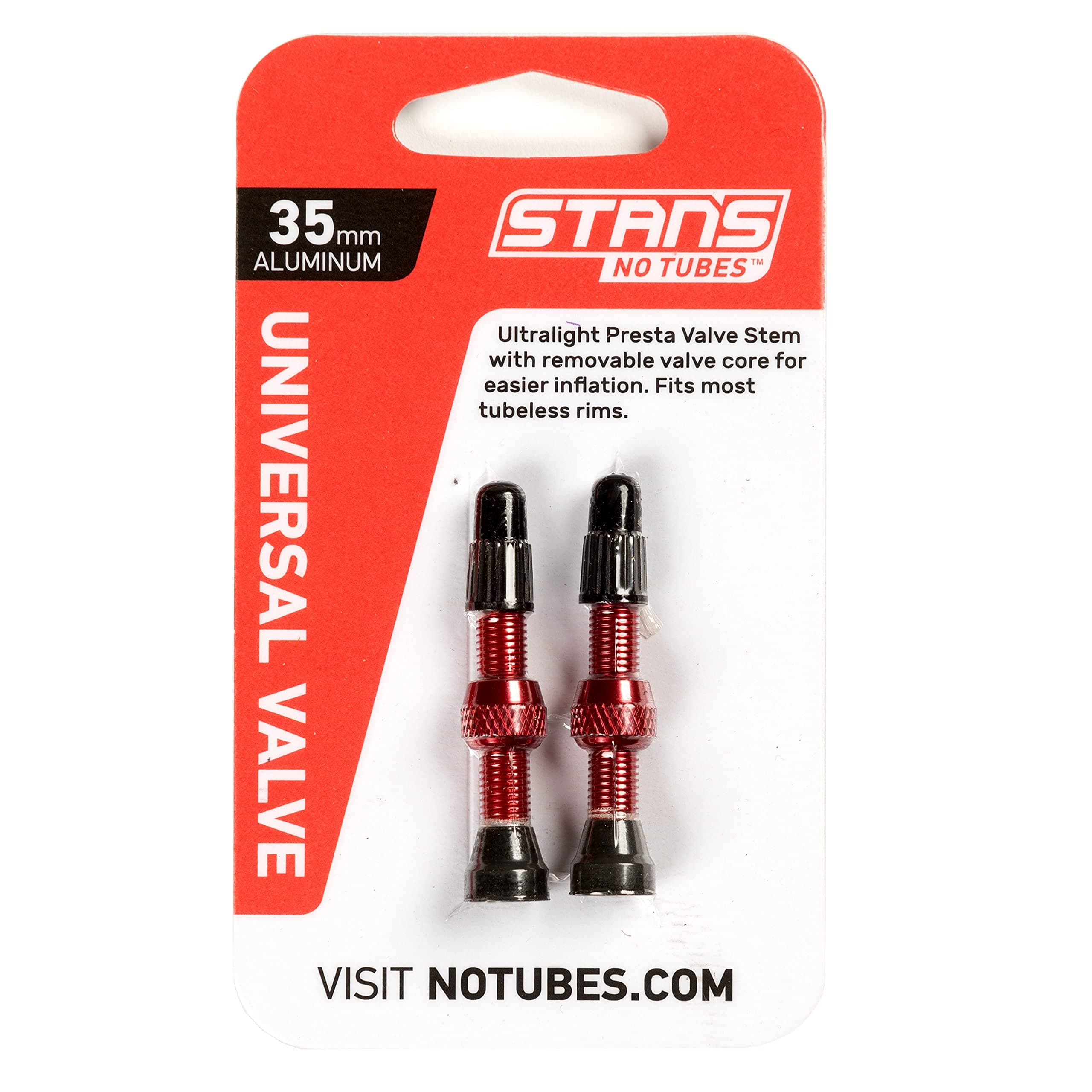 Stan's NoTubes Valve STEM Pair, Universal, AL, Presta, 35MM, RED