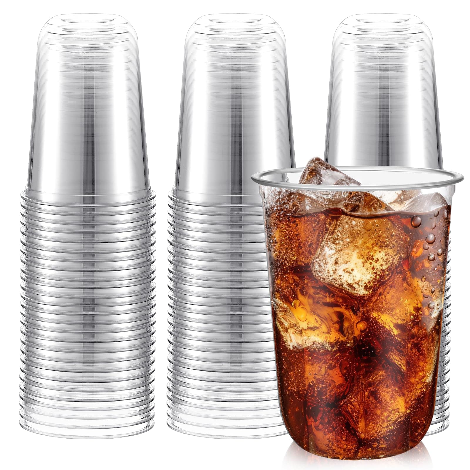 Ziliny 100 Pcs Plastic Stemless Wine Glasses Disposable Plastic Wine Glasses for Parties Weddings Birthdays Cocktail(Clear,16oz)