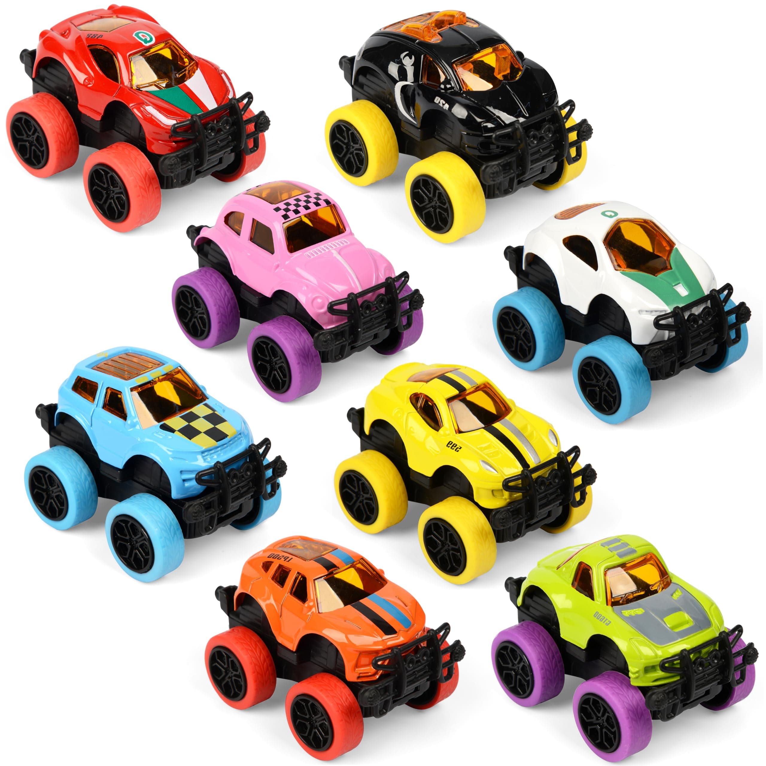 8 Pack Die-cast Mini Monster Trucks Set,Die-cast Race Cars Mini Pull Back Car Toy for Toddlers, Boys and Girls,Monster Truck Toy for Goodie Bag Stuffers,Child Party Favors