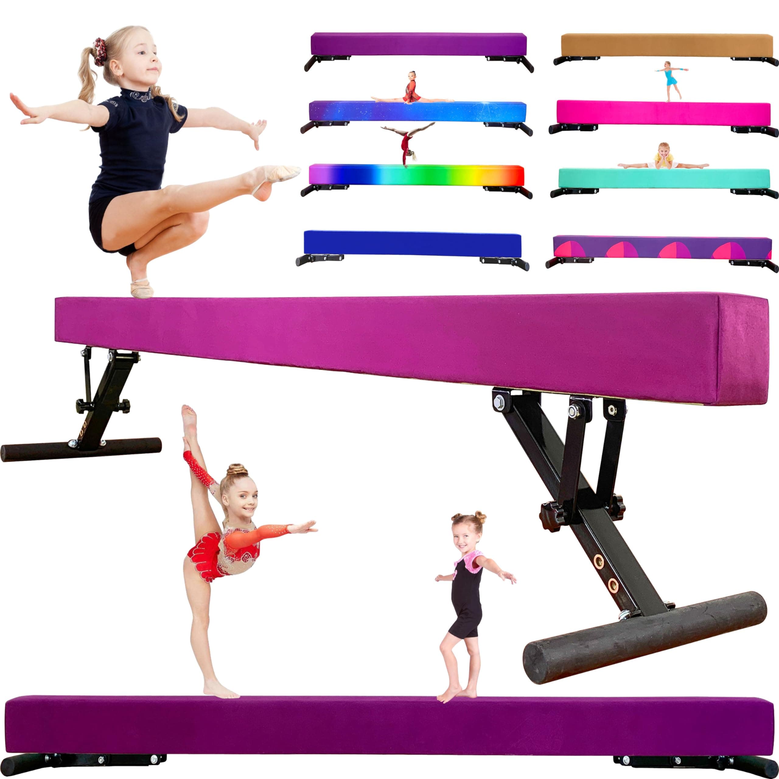 MARFULA Adjustable Balance Beam 8 ft Gymnastic Beam Adjustable Height for Kids and Teenage of All Gymnastic Levels, Gymnastic Training Beam Gymnastic Equipment for Athlete Home and Gym Club Use