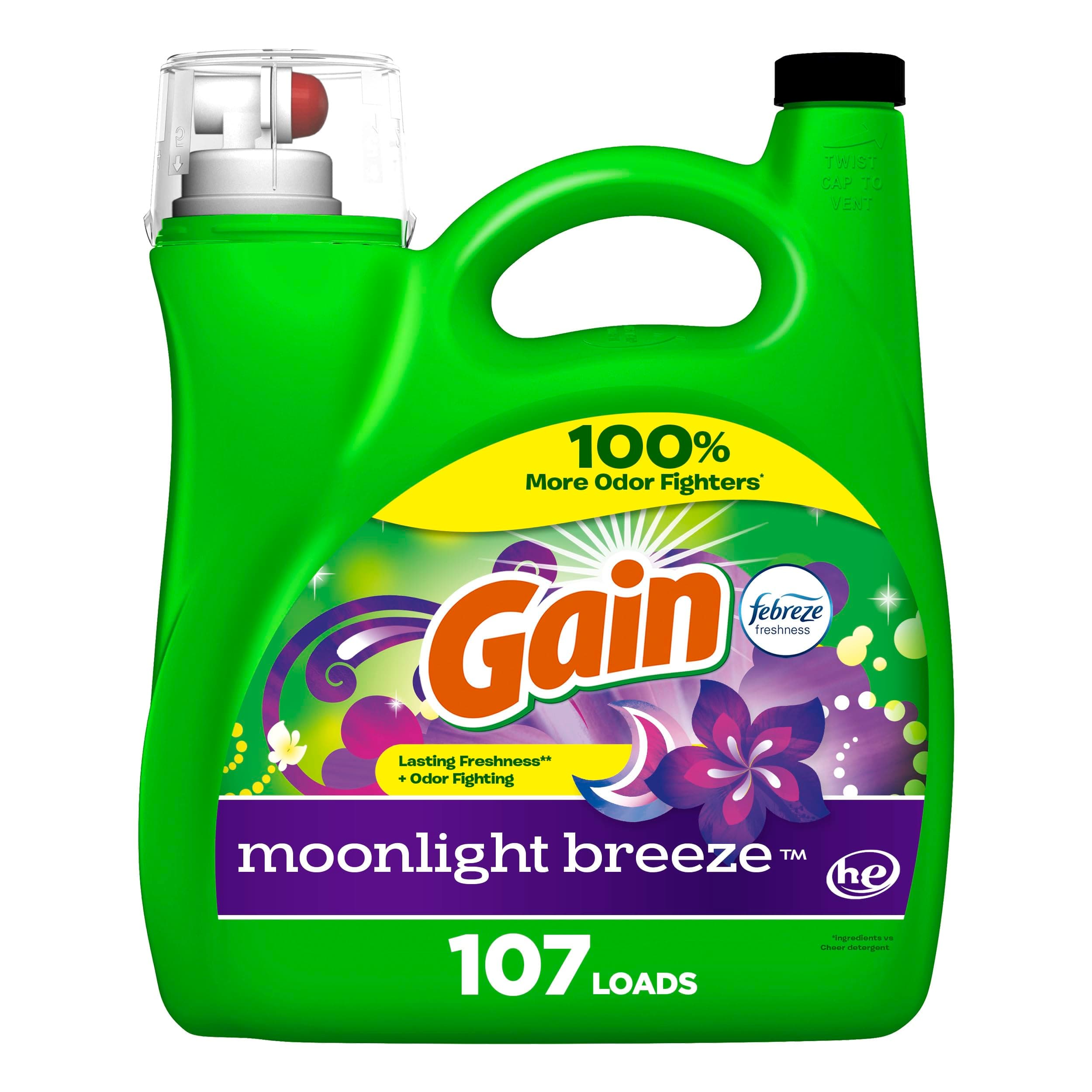 Gain + Aroma Boost Liquid Laundry Detergent Moonlight Breeze Scent 107 Loads 154 fl oz HE Compatible