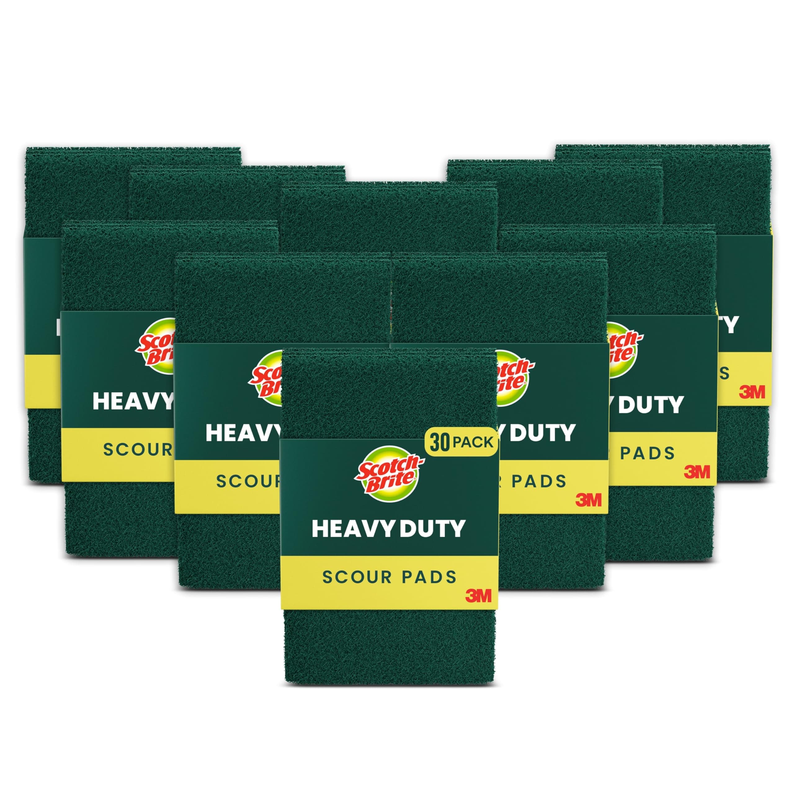 Heavy Duty Scouring Pad, Durable and Long-Lasting Dish Scrubber for Kitchen + Outdoor, 30 Scrub Pads for Uncoated Pots and Pans, Cast Iron Cooktops, Grill Grates, Oven Racks, and BBQ