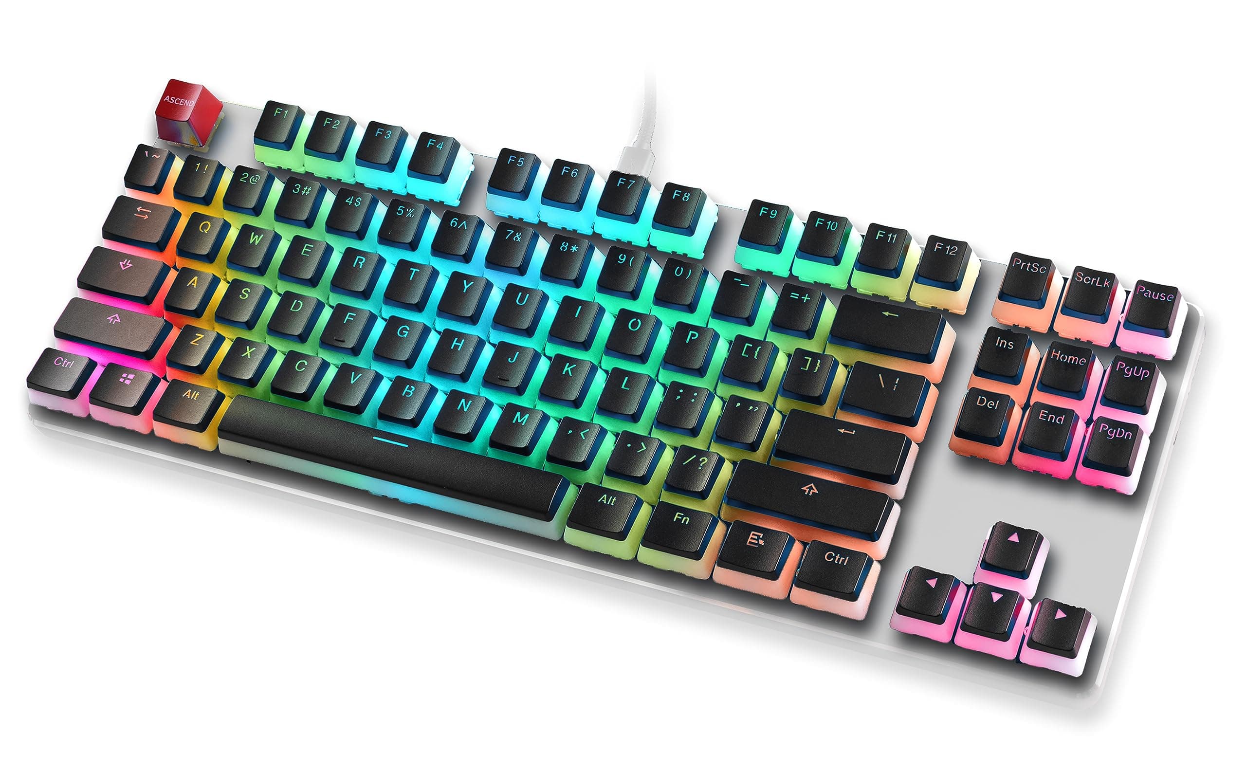 Glorious PC Gaming Race Aura V1 (Black) Pudding Keycaps - Double Shot PBT Translucent for Mechanical Keyboards, 104 Key Set, TKL, Compact Compatible, English (US) Layout (Aura (Black))