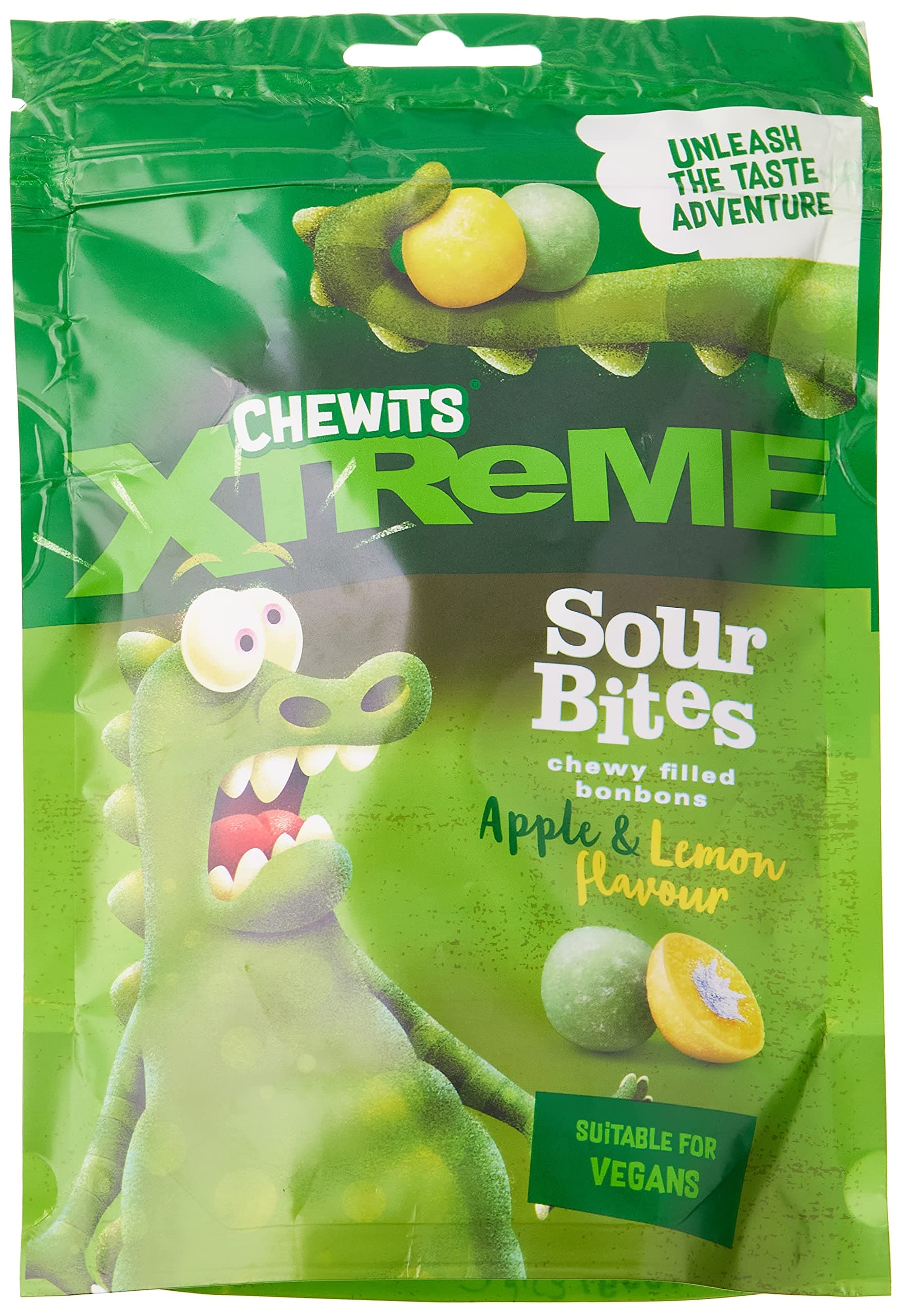 Cloetta chewits xtreme sour apple and lemon candy, multicolor