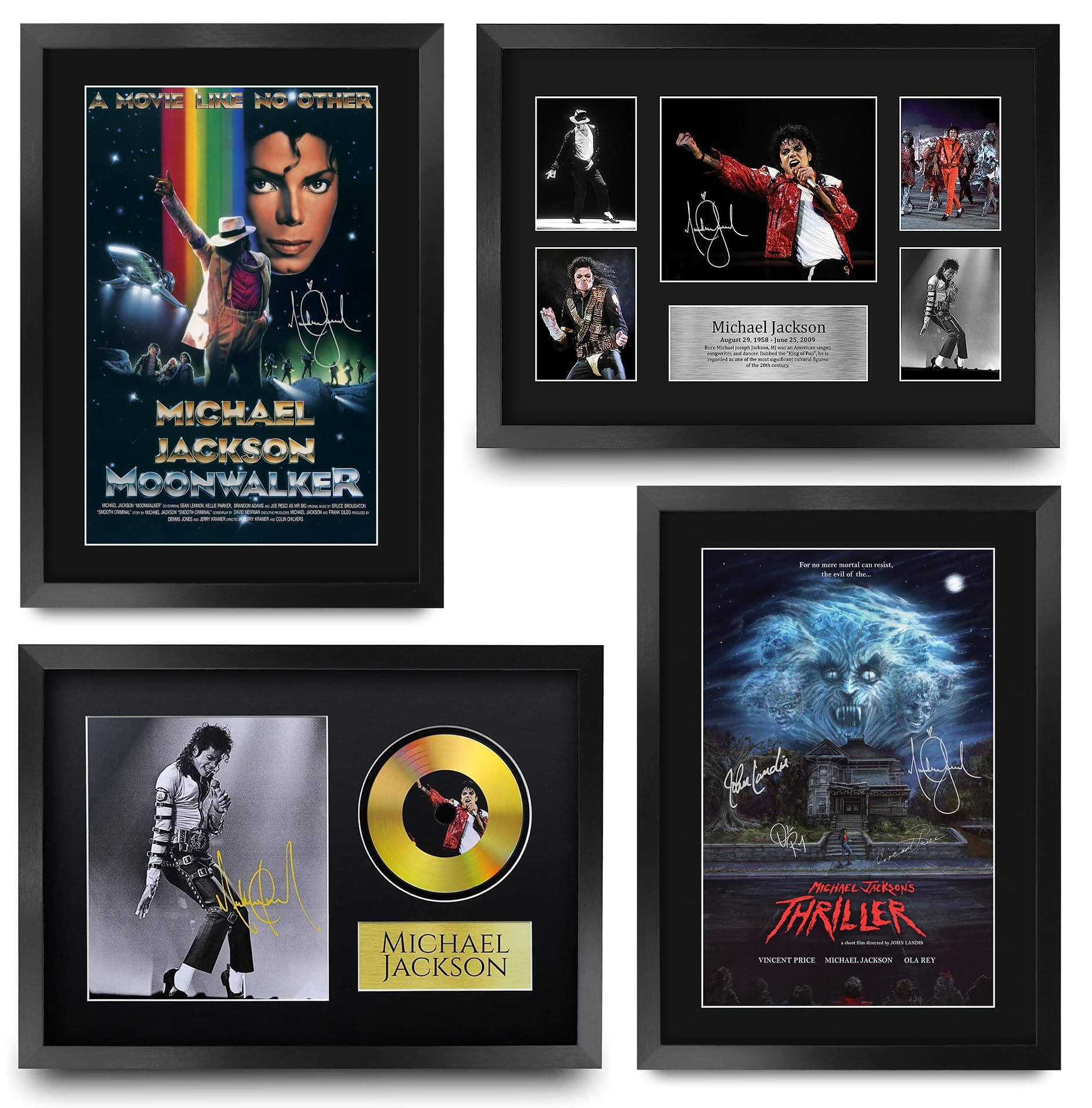 HWC Trading FR A3 Michael Jackson Complete Collection Gifts Printed Signed Autograph Picture for Music Memorabilia Fans - A3 Framed