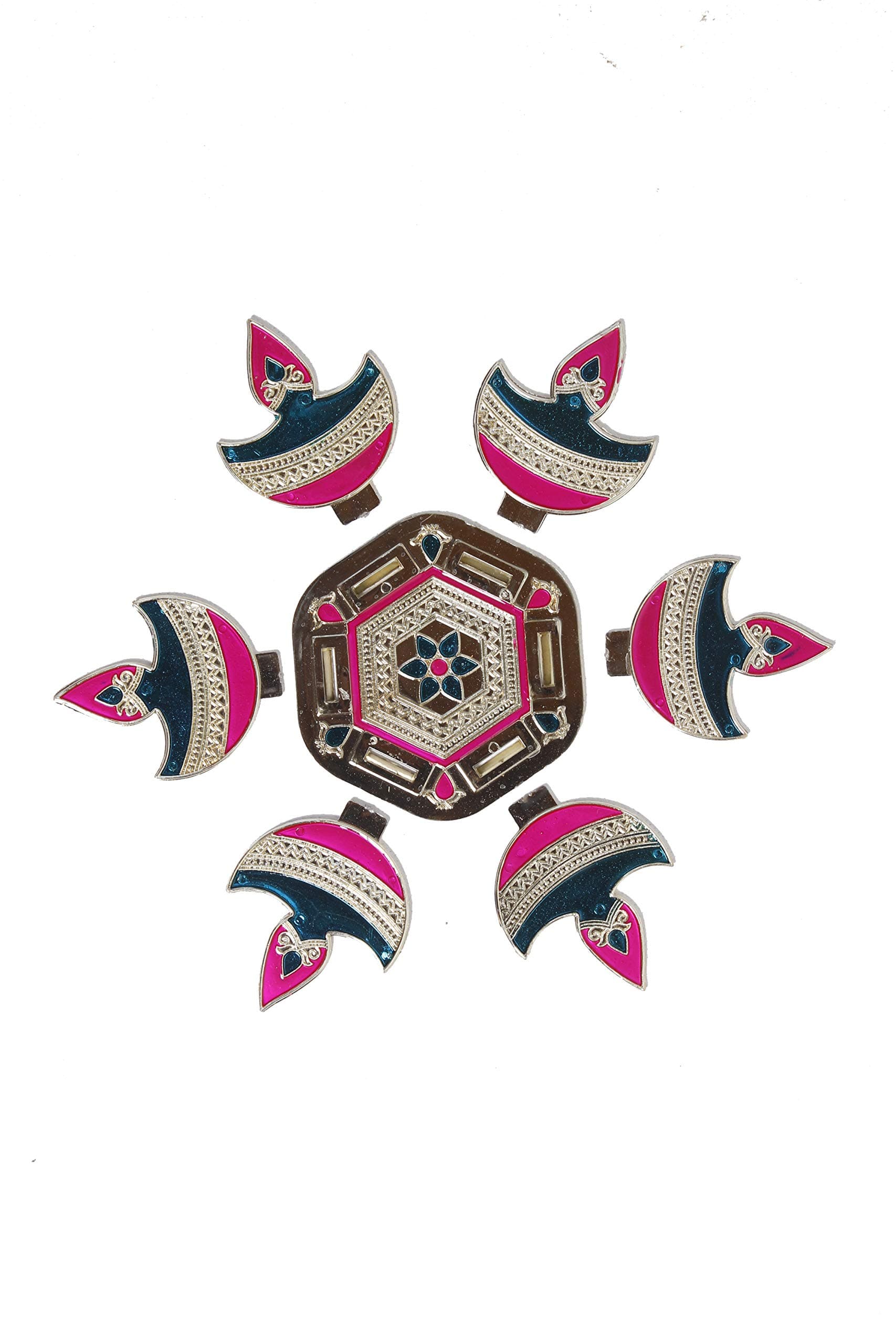 W Weblytech Diwali Meena Diya Acrylic Rangoli Floor Decorations with Studded Stones and Sequins Traditional Festive Home Decor