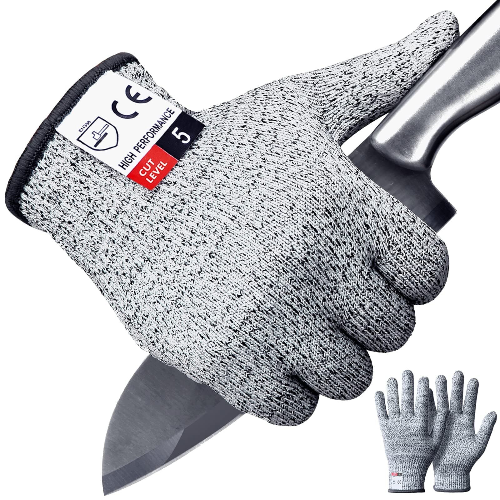 2PCS Cut Resistant Gloves, Cutting Gloves Level 5 Protection for Kitchen, Apaffa