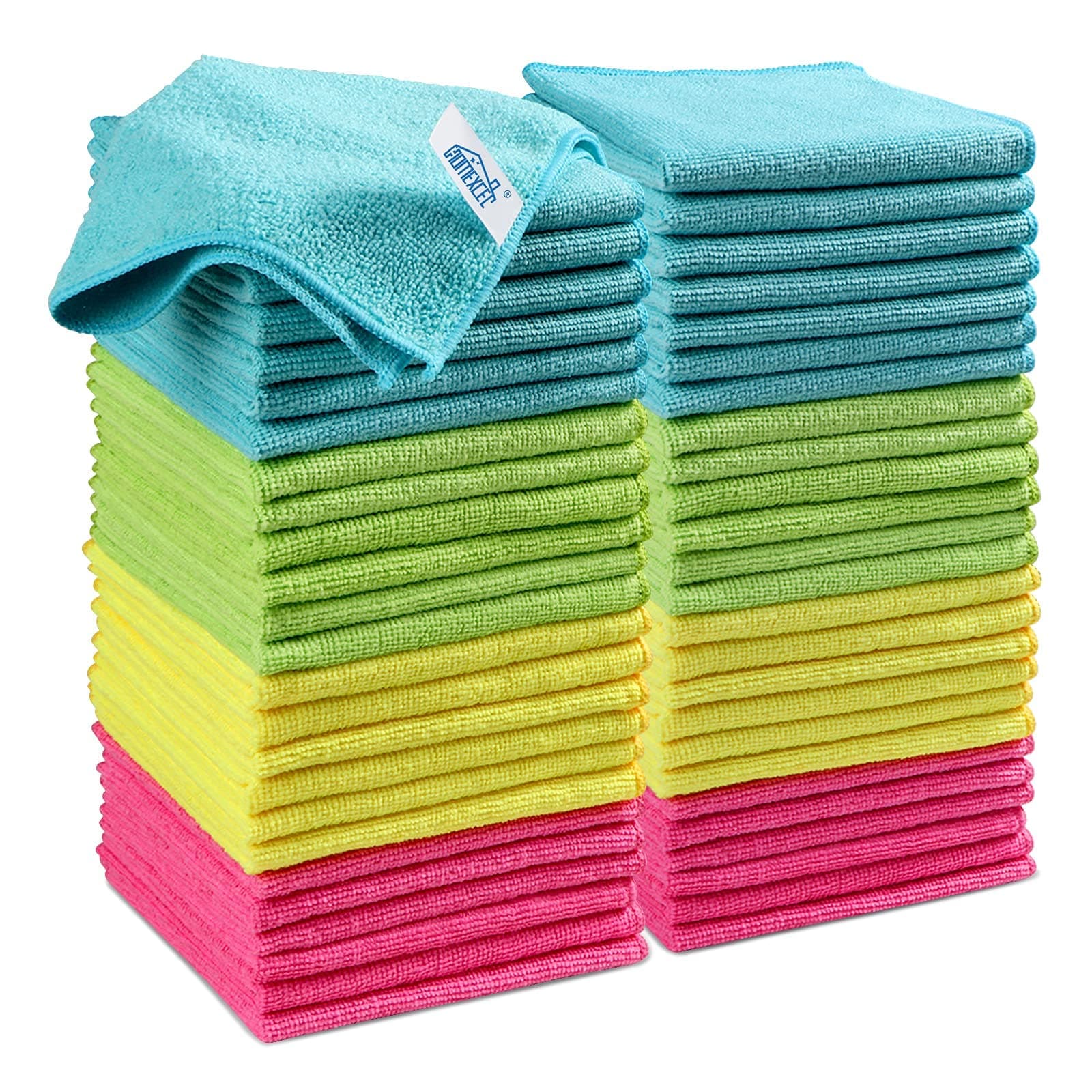 HOMEXCEL Microfiber Cloths 50 Pieces Commercial Use Towels Thin Microfiber Wet Wipes Dishcloths Kitchen Cloths etc. Approx. 11.5 x 11.5 inches (29.21 x 29.21 cm) (Multicolor)