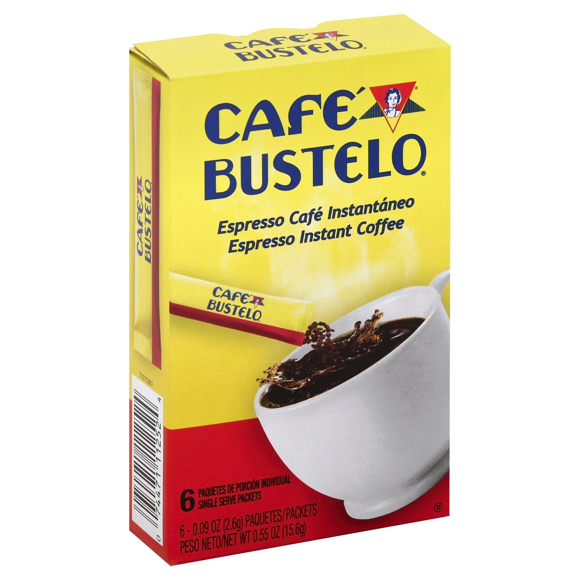 Cafe Bustelo Espresso Instant Coffee 6 Single Serve Packets 15.6g Box