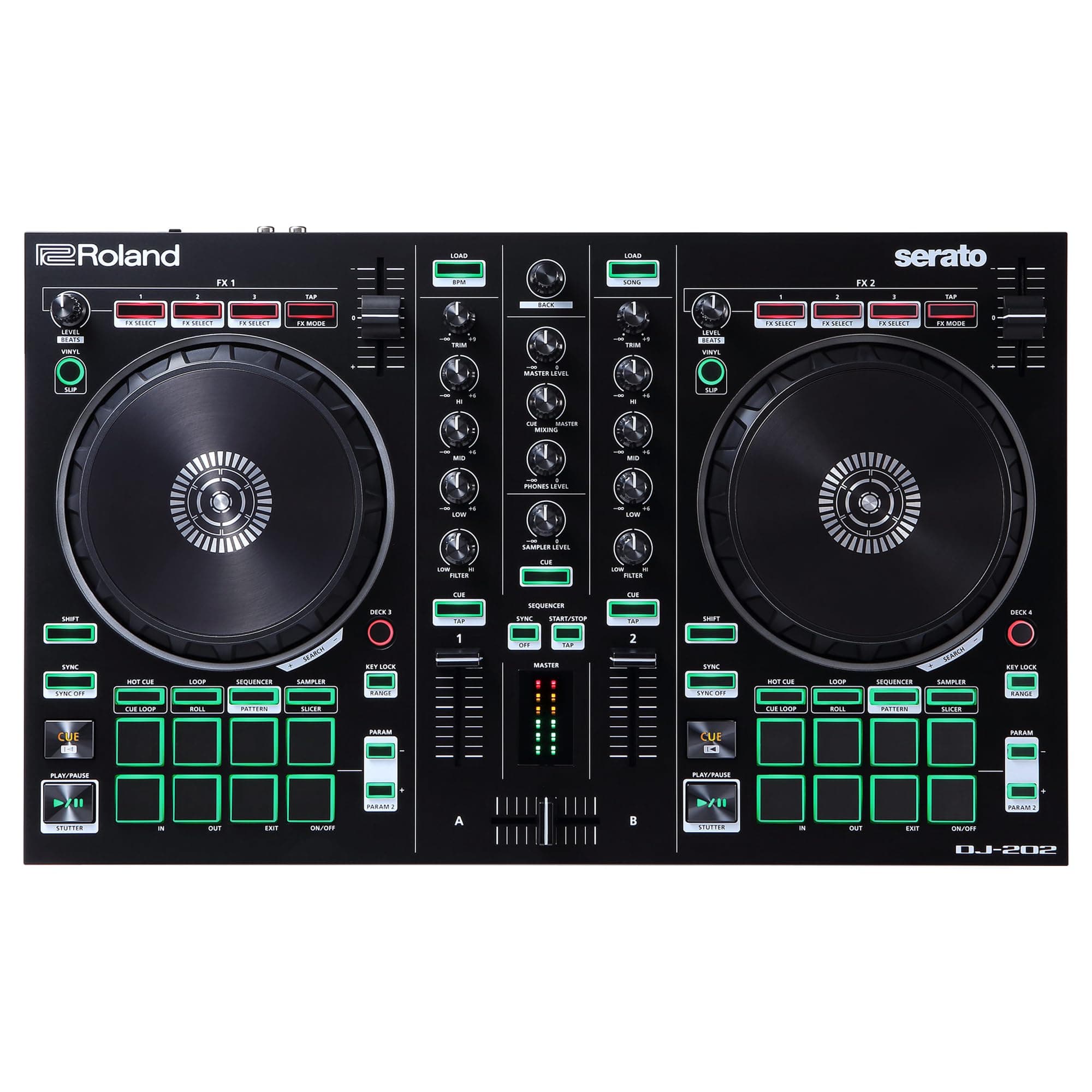 Roland DJ-202 Serato DJ Controller with Sound for PCDJ TR-909, TR-808, TR-707, TR-606 Microphone Input Portable, Small