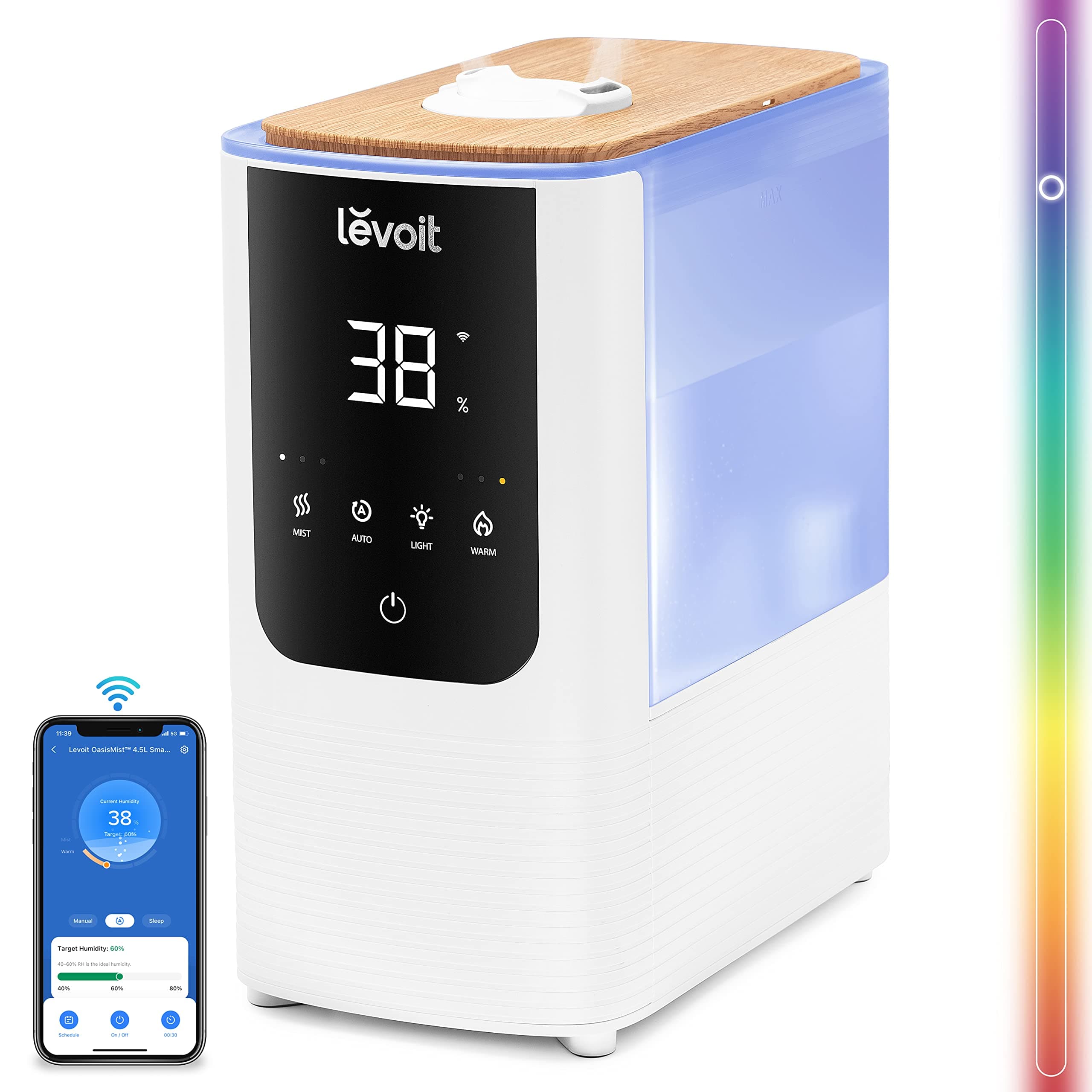 LEVOIT Smart Warm&Cool Humidifier for Bedroom 4.5L,Amazon Exclusive,Top-Fill Aroma Diffuser for Baby | Plants with Custom Light,Quiet Operation, Rapid Humidification, Voice Control,Up to 45H for 40㎡