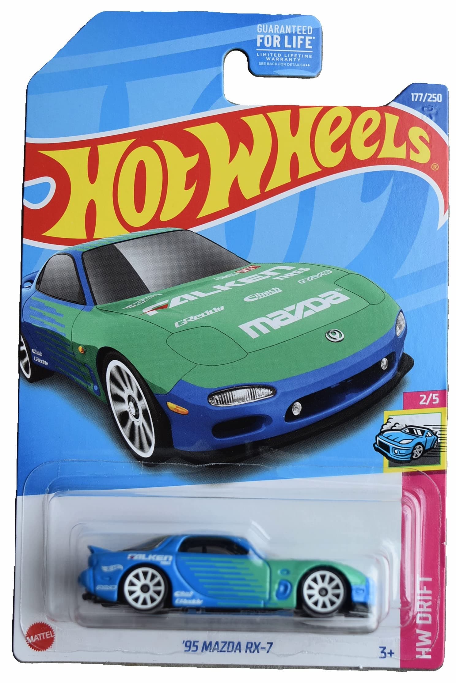 95 Mazda RX-7, Drift Car, Die-Cast, 1:64 Scale, Kid's Toy, Boys, Children's, 5 x 7 x 2 Inches