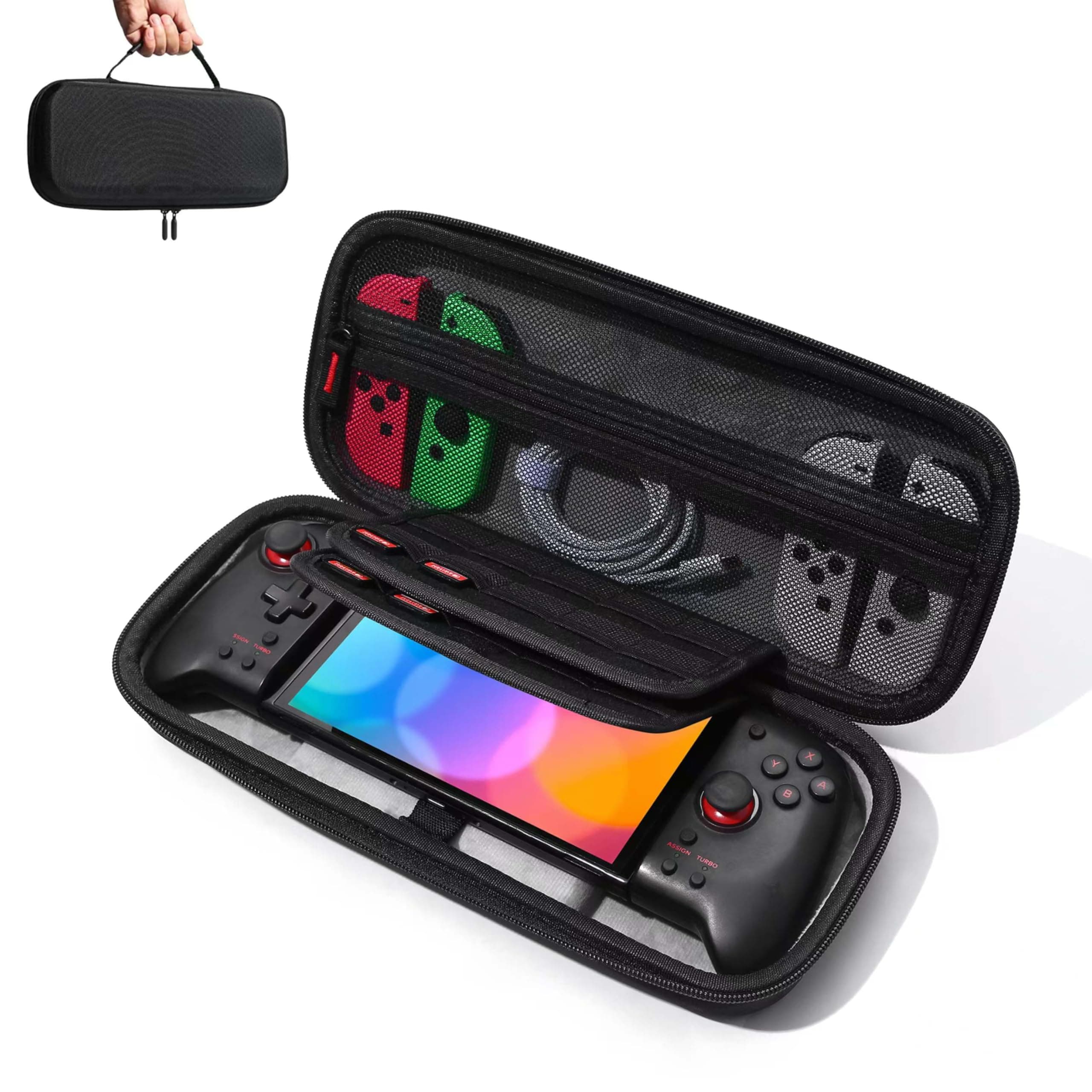 iofeiwak Hori Split Pad Pro Case - Hard Shell Case for Hori Split Pad Pro & Rog Ally & Binbok & NexiGo Controllers - Support 20 Game Slots/Button Protection/Large Capacity