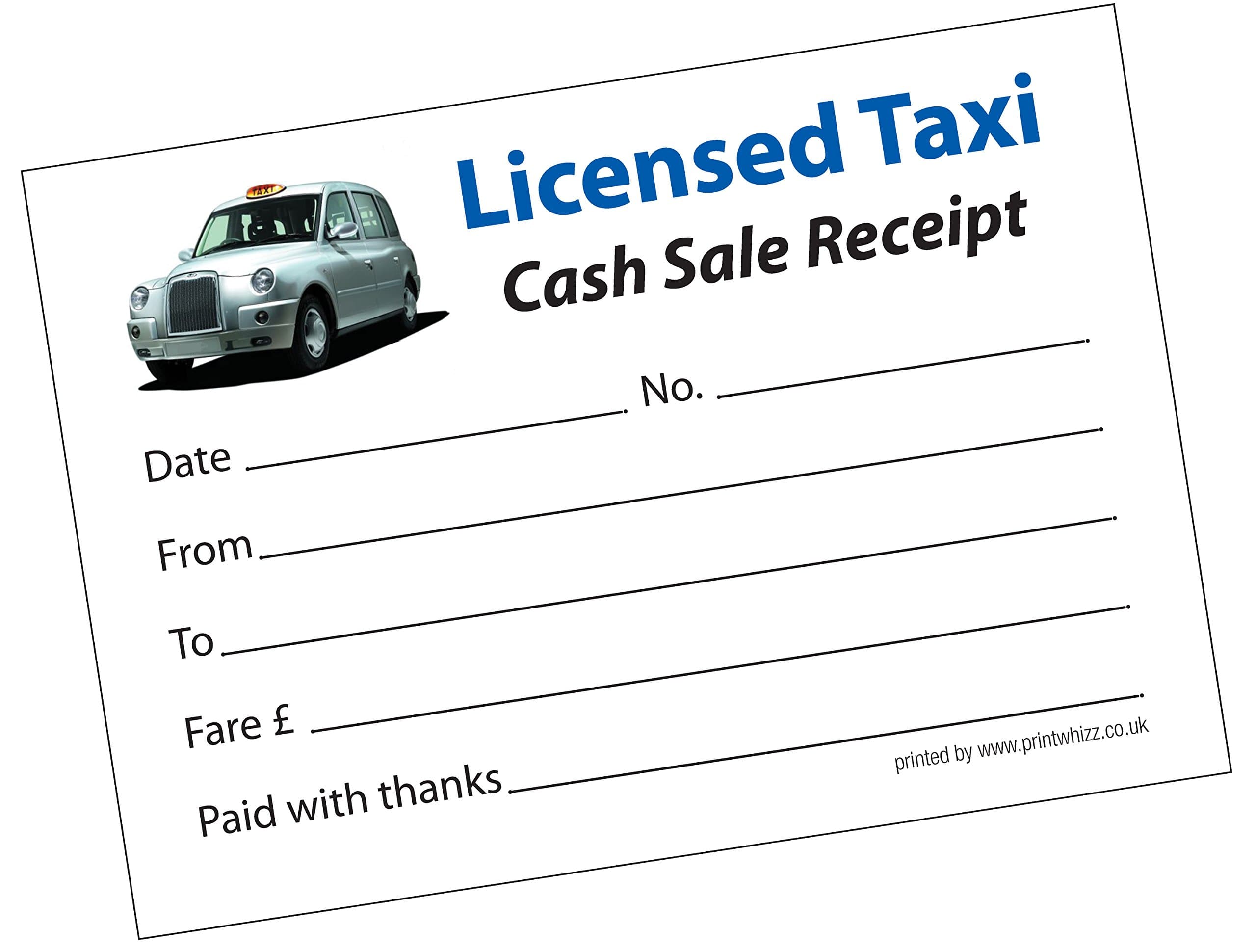 1 x Licensed Taxi Minicab Receipt Pad 50 Sheets