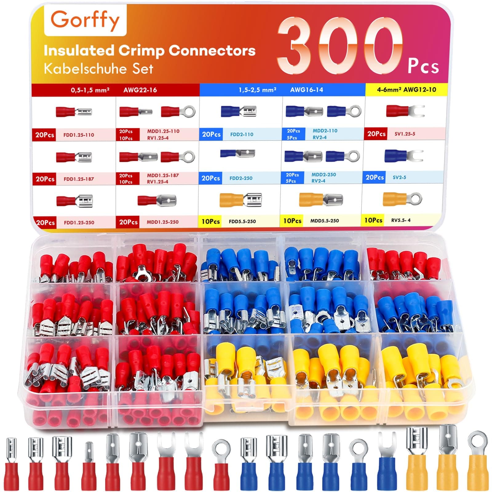 300 Pcs Crimp Connectors