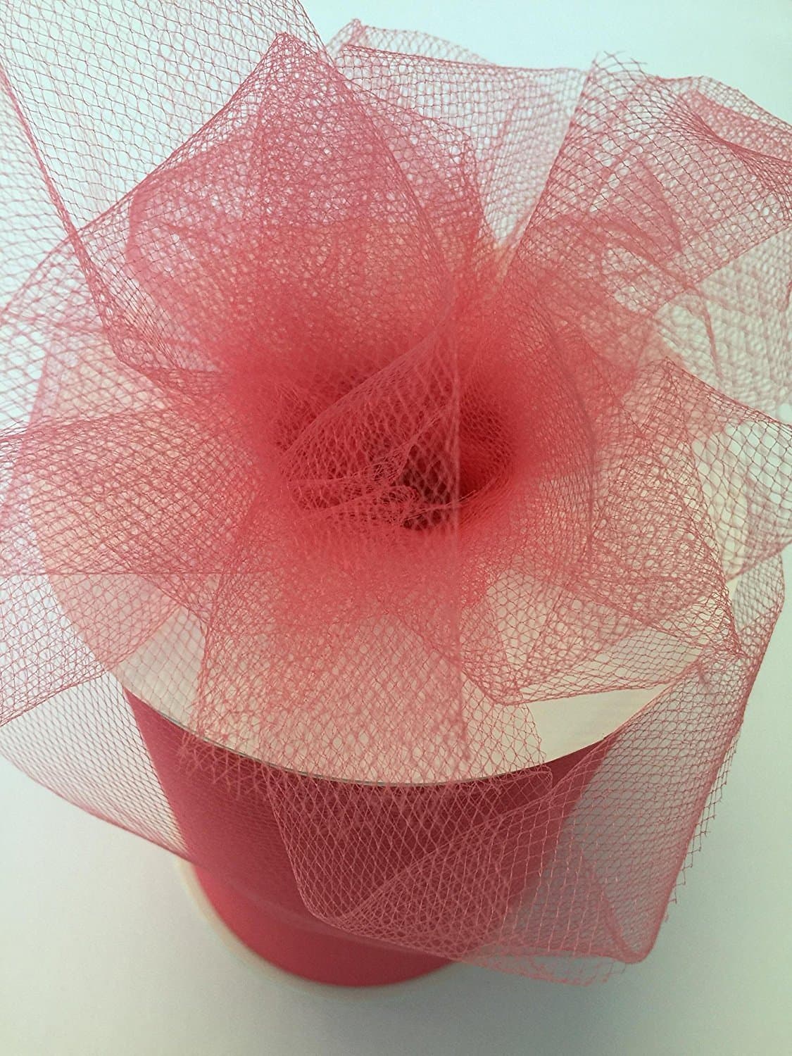 Tulle Fabric Spool/Roll 6 inch x 100 Yards (300 feet), 34 Colors Available, On Sale Now! (Coral)