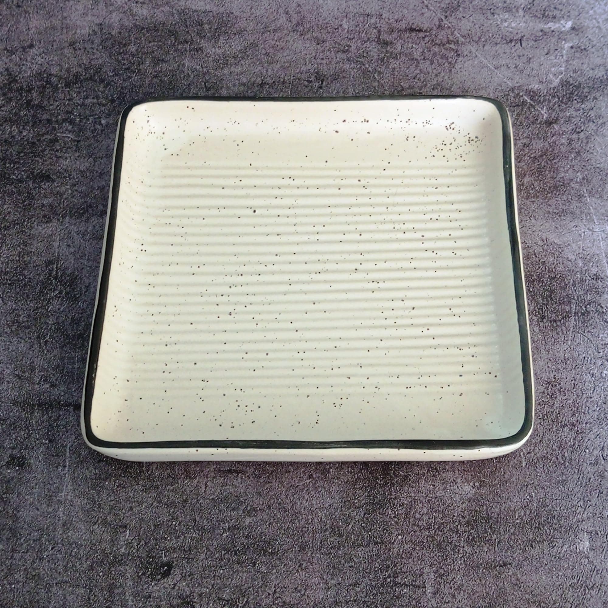 Lupaava Square Dessert Plate Large (8 inch) Black Border