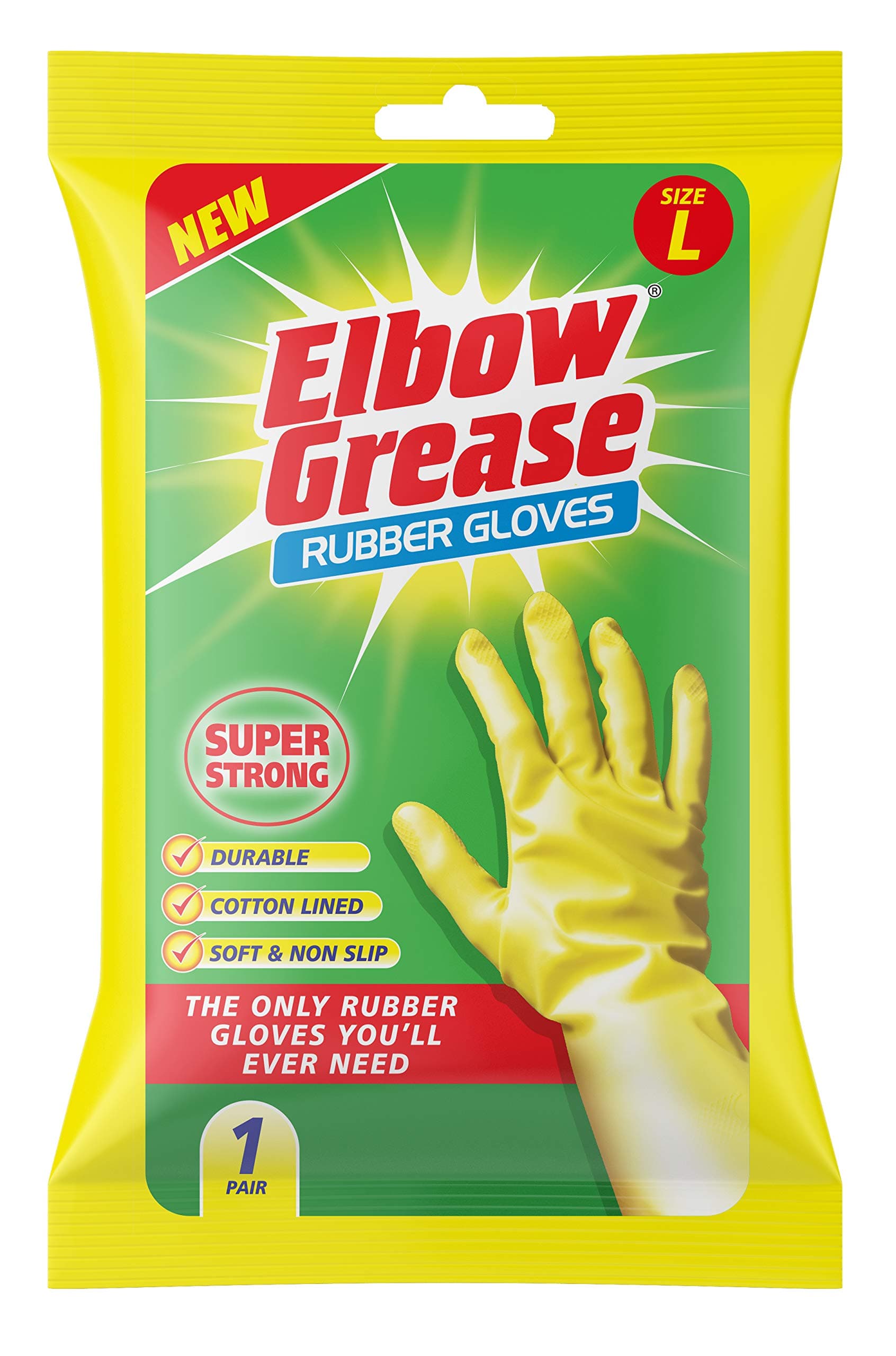 Rubber Gloves, Super Strong, Durable, Cotton Lined, Soft and Non Slip (1, Large)