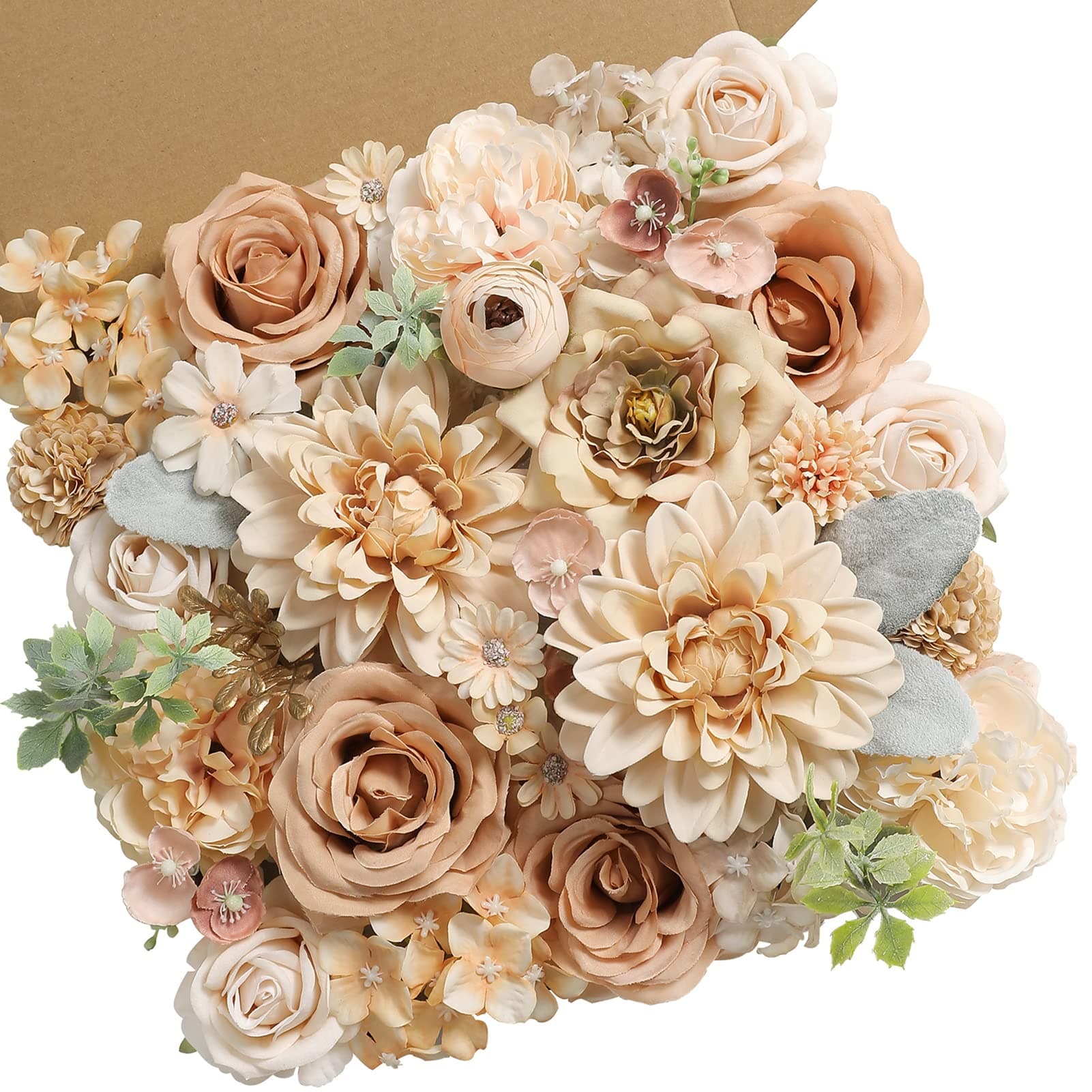 Serra Flora Artificial Flowers Combo Box Set Faux Flowers Bulk Flower Leaf with Stems for DIY Wedding Bouquets Centerpieces Baby Shower Party Home Decorations