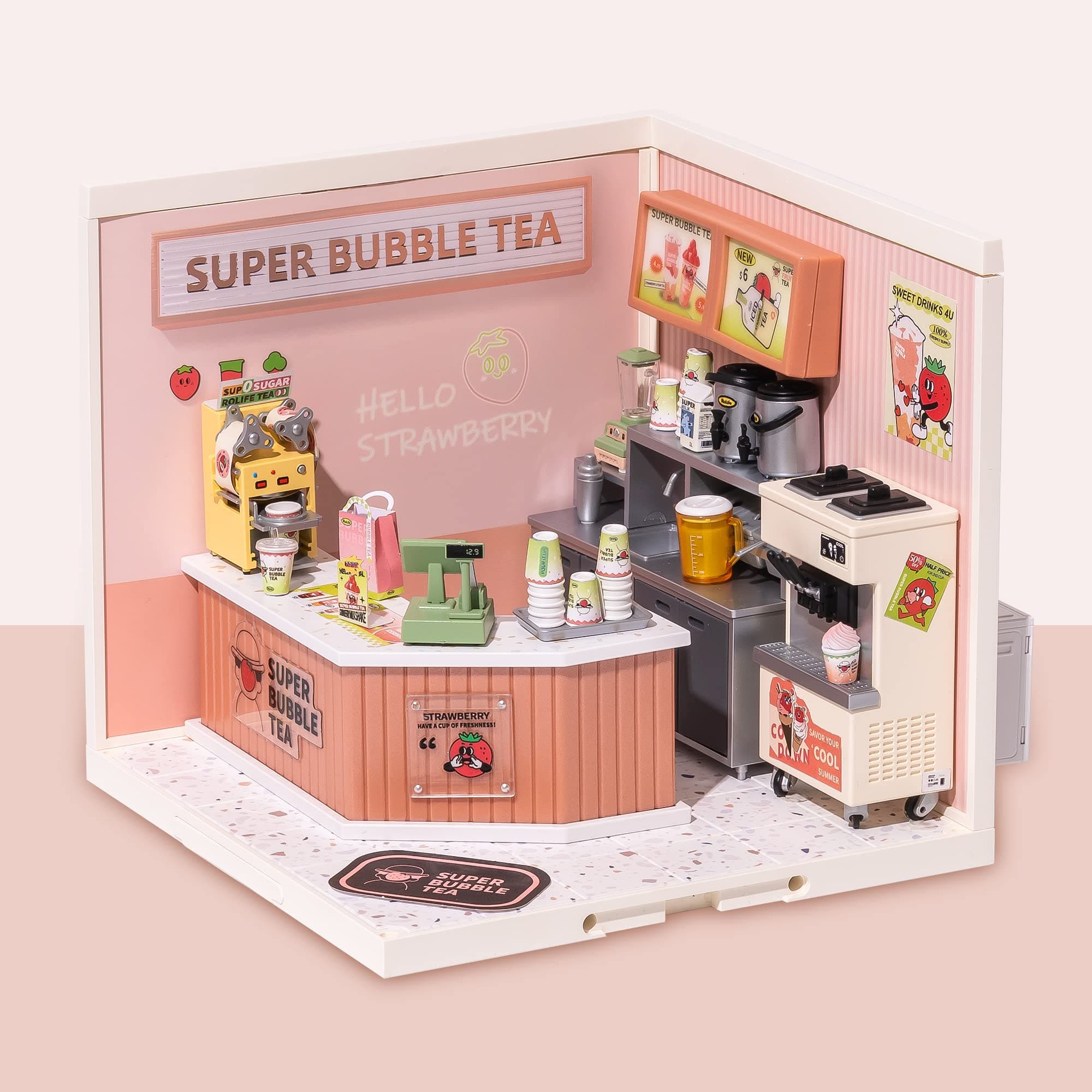 Super Creator-Mini Blocks Model Building Set for Adults, Miniature Plastic House Kit Super Store-Building Blocks Toys for Adult, DIY Crafts/Hobbies for Adult (Double Joy Bubble Tea)