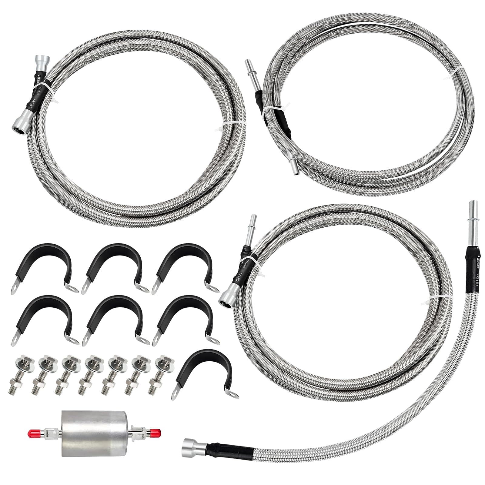 Fuel Line 819-840 Compatible with 1999-2003 Chevy Silverado 1500 2500 HD 3500 GMC Sierra 1500 2500 HD 3500,819840 Flexible Stainless Steel Braided Fuel Hose Set OE#819-840 15043857 15765803