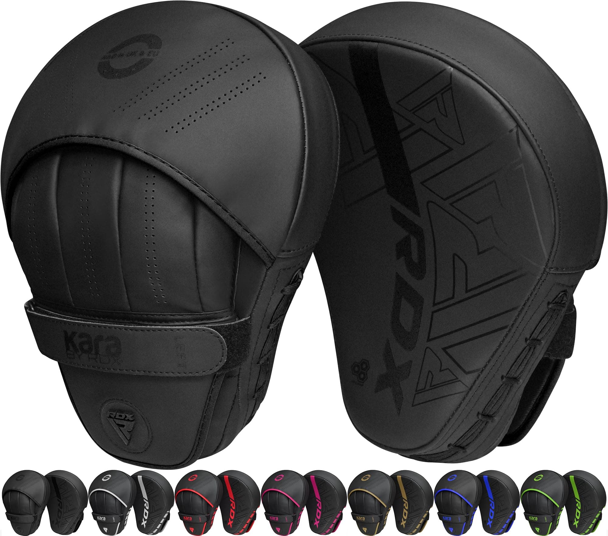 RDX Boxing Pads Curved Focus Mitts, Maya Hide Leather KARA Hook and jab Training Pads, Adjustable Strap Ventilated, MMA Muay Thai Kickboxing Coaching Martial Arts Punching Hand Target Strike Shield